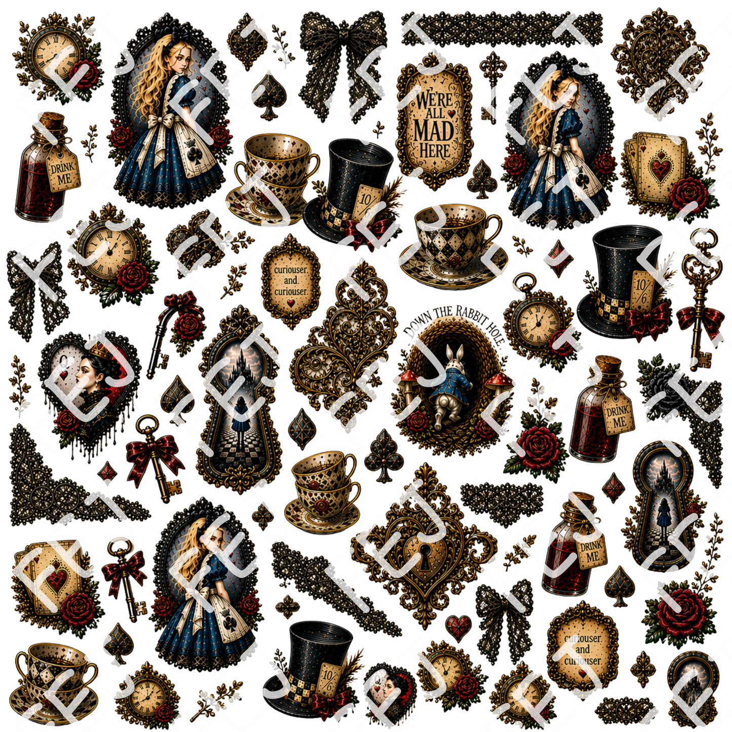 DARK ALICE UV DTF SHEET