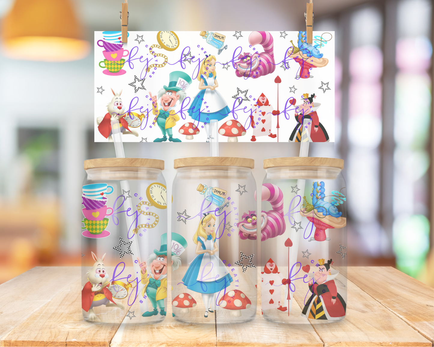 Alice Storybook 16oz UV DTF Cup Wrap