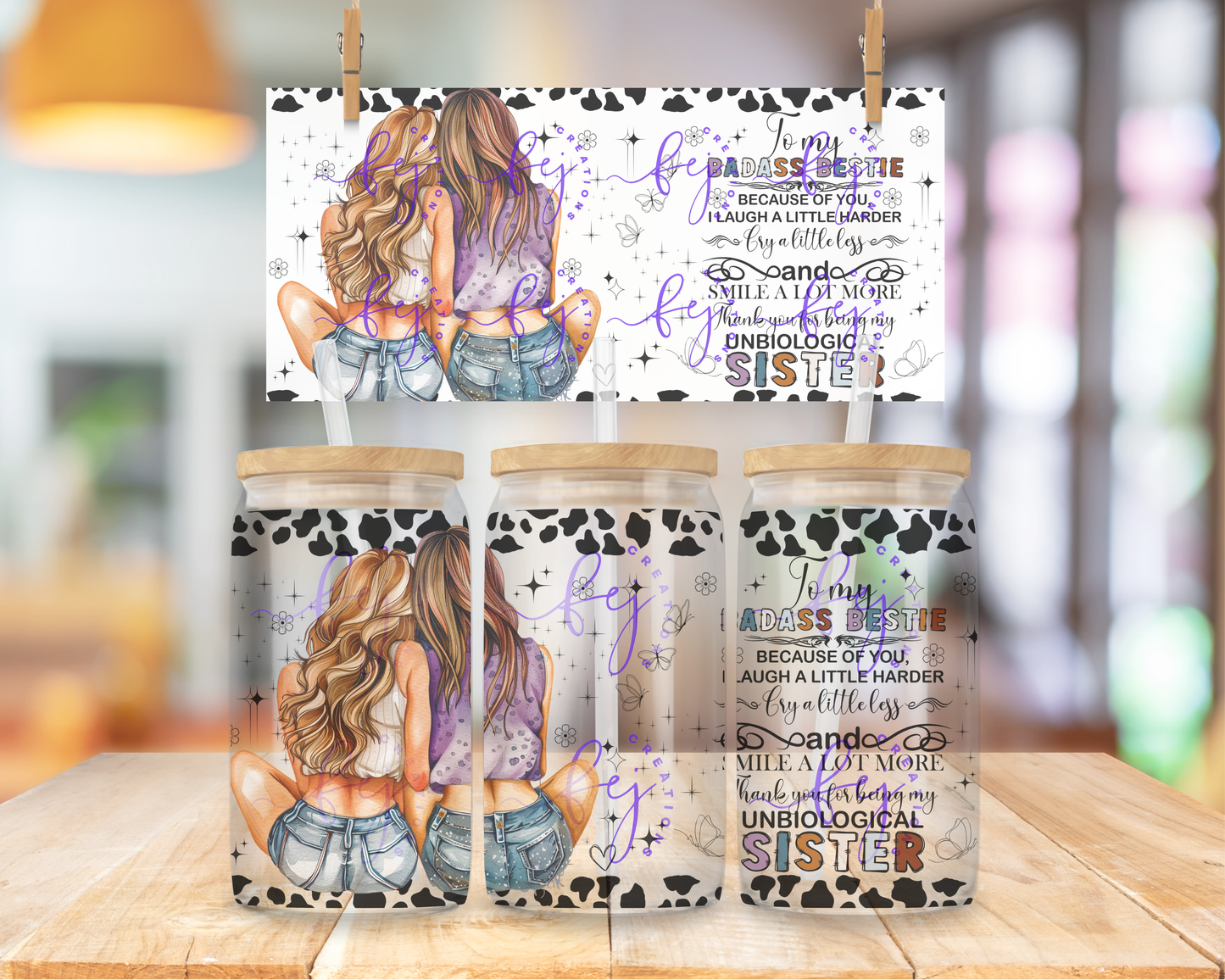 Badass Bestie 16oz UV DTF Cup Wrap