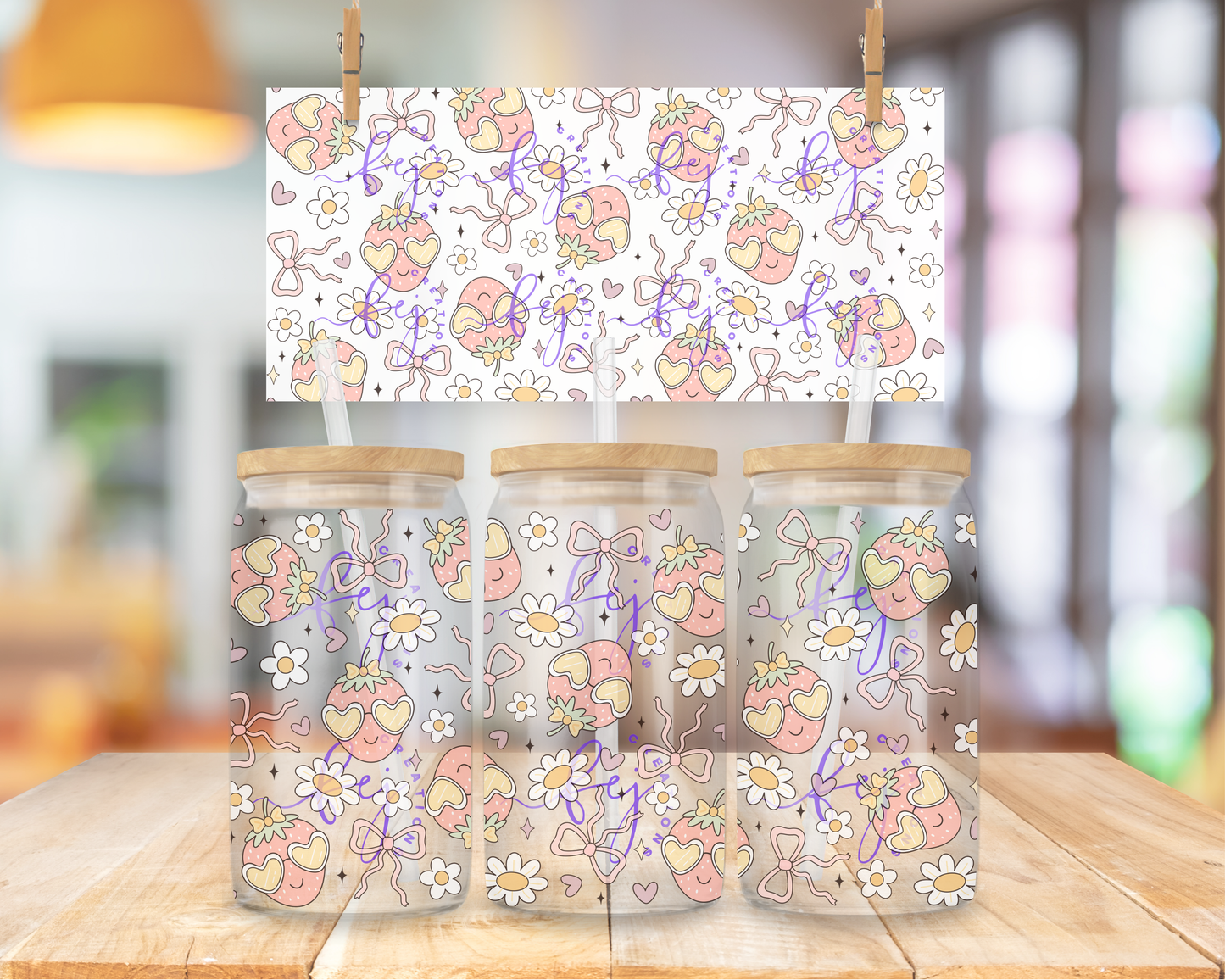 Berries & Bows 16oz UV DTF Cup Wrap