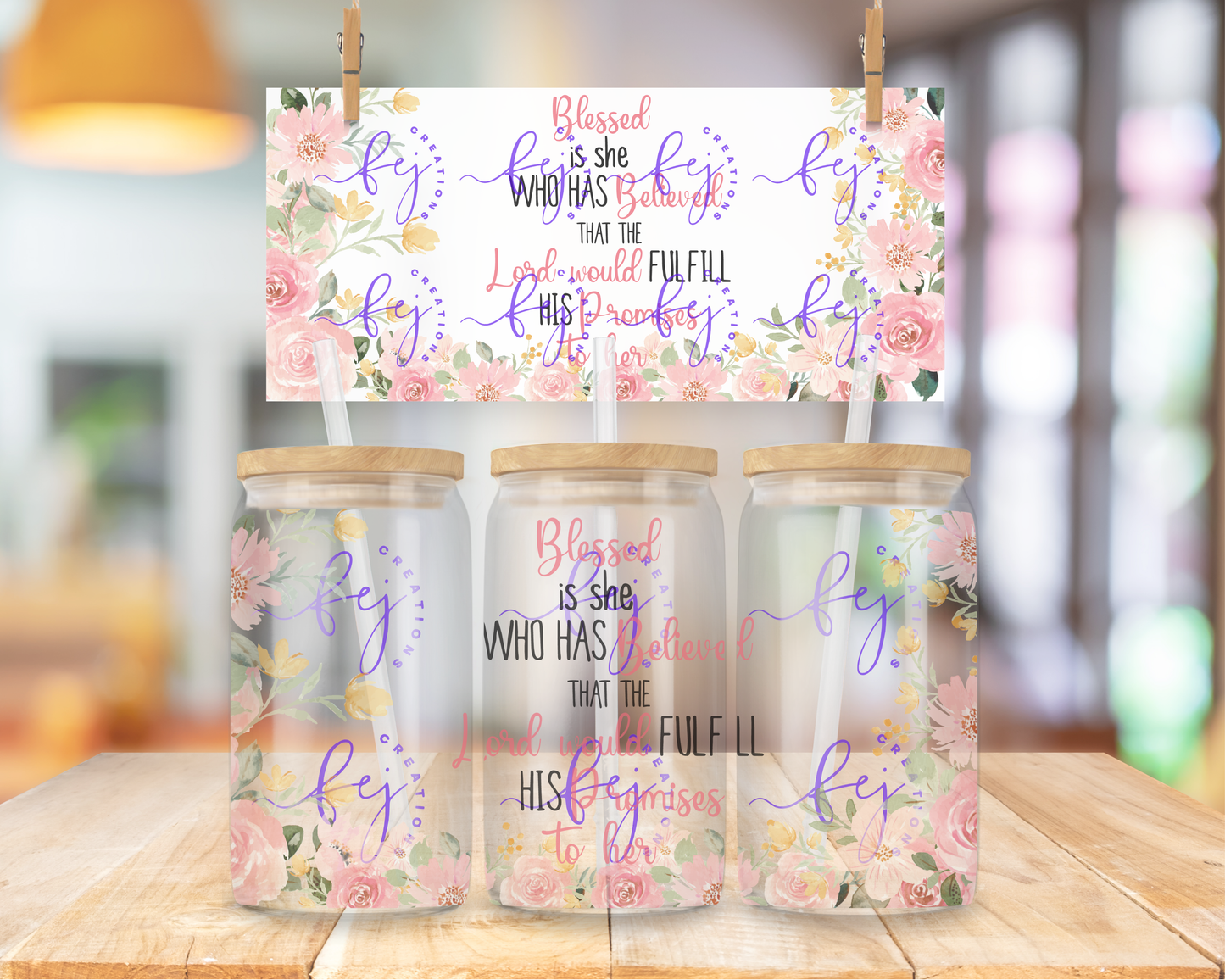 Blessed is She 16oz UV DTF Cup Wrap