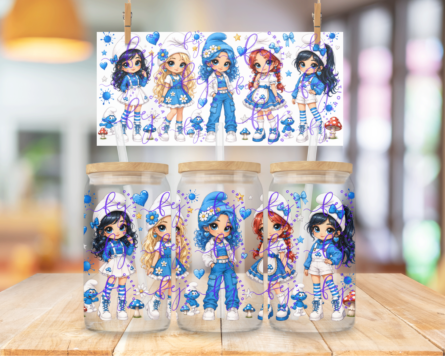 Blue Village Crew 16oz UV DTF Cup Wrap