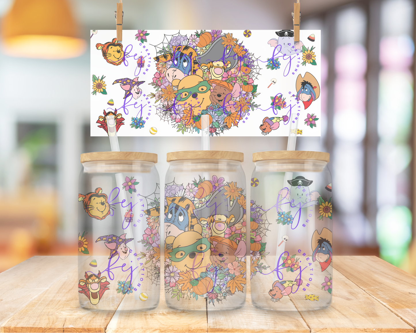 Boo Bear Blossom 16oz UV DTF Cup Wrap