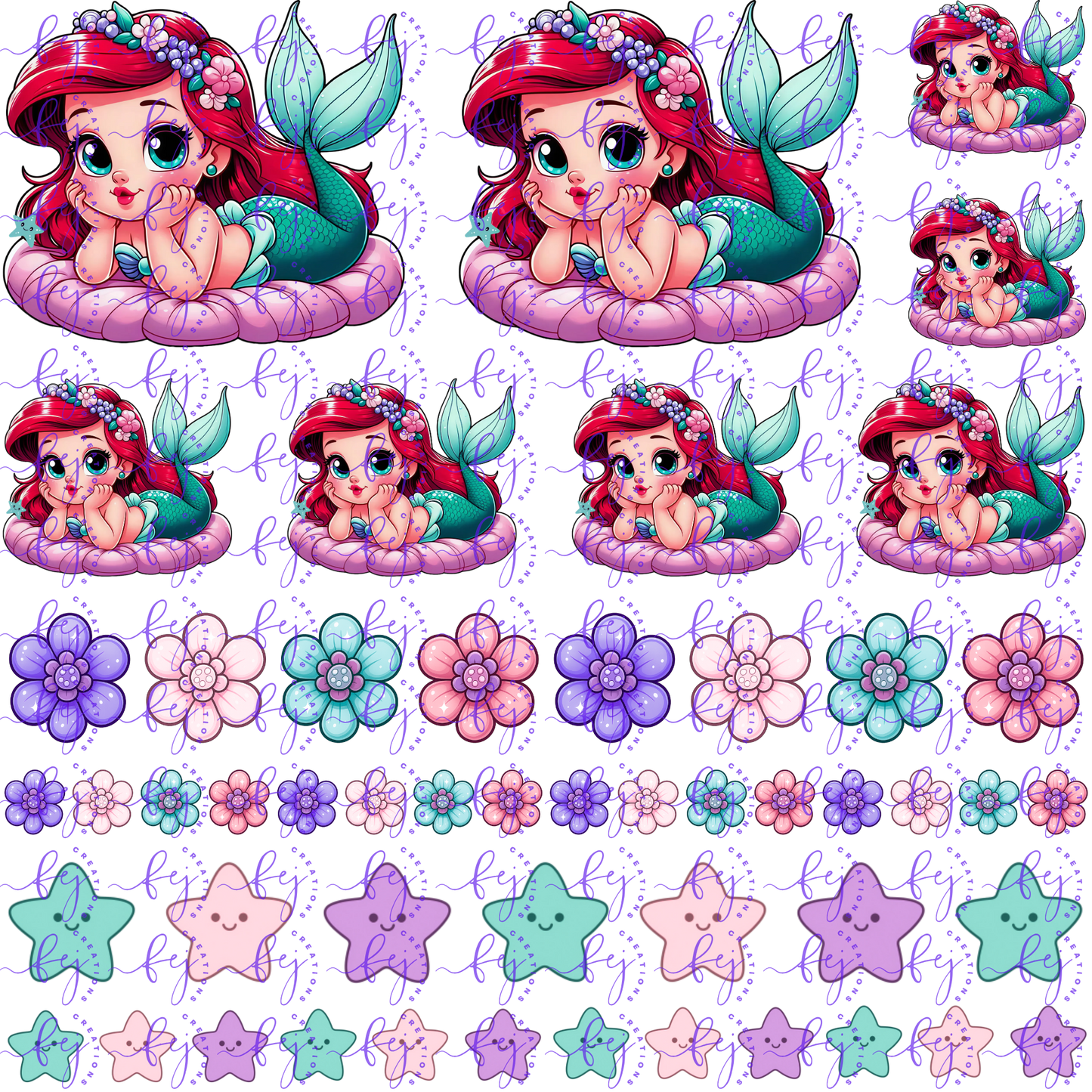 CHIBI MERMAID UV DTF SHEET