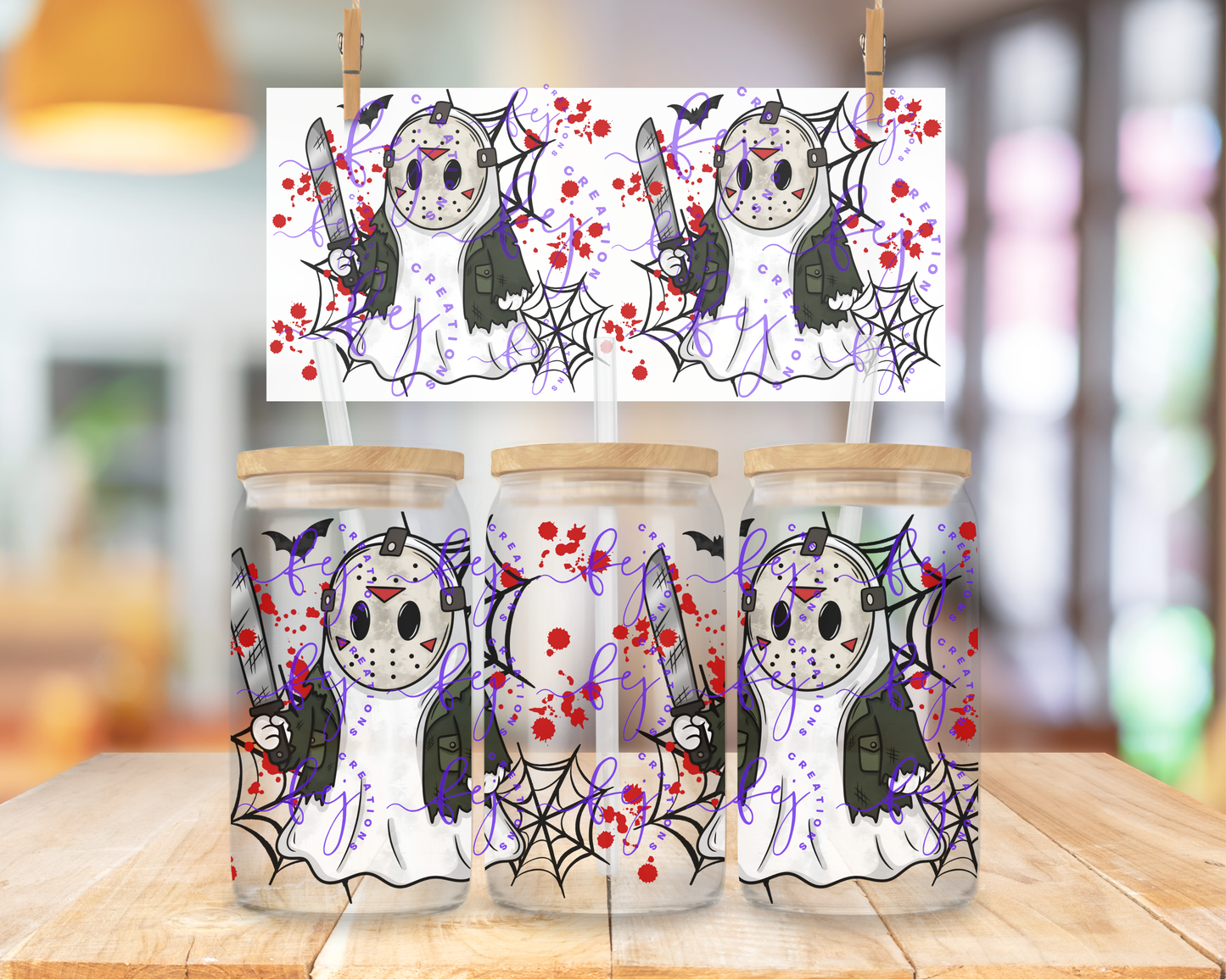 Camp Slasher Ghost 16oz UV DTF Cup Wrap