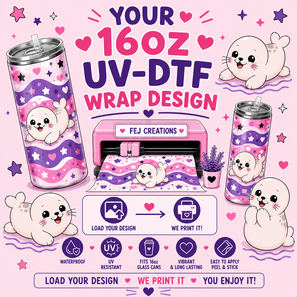 Your 16oz UV-DTF Wrap Design (We Print It)