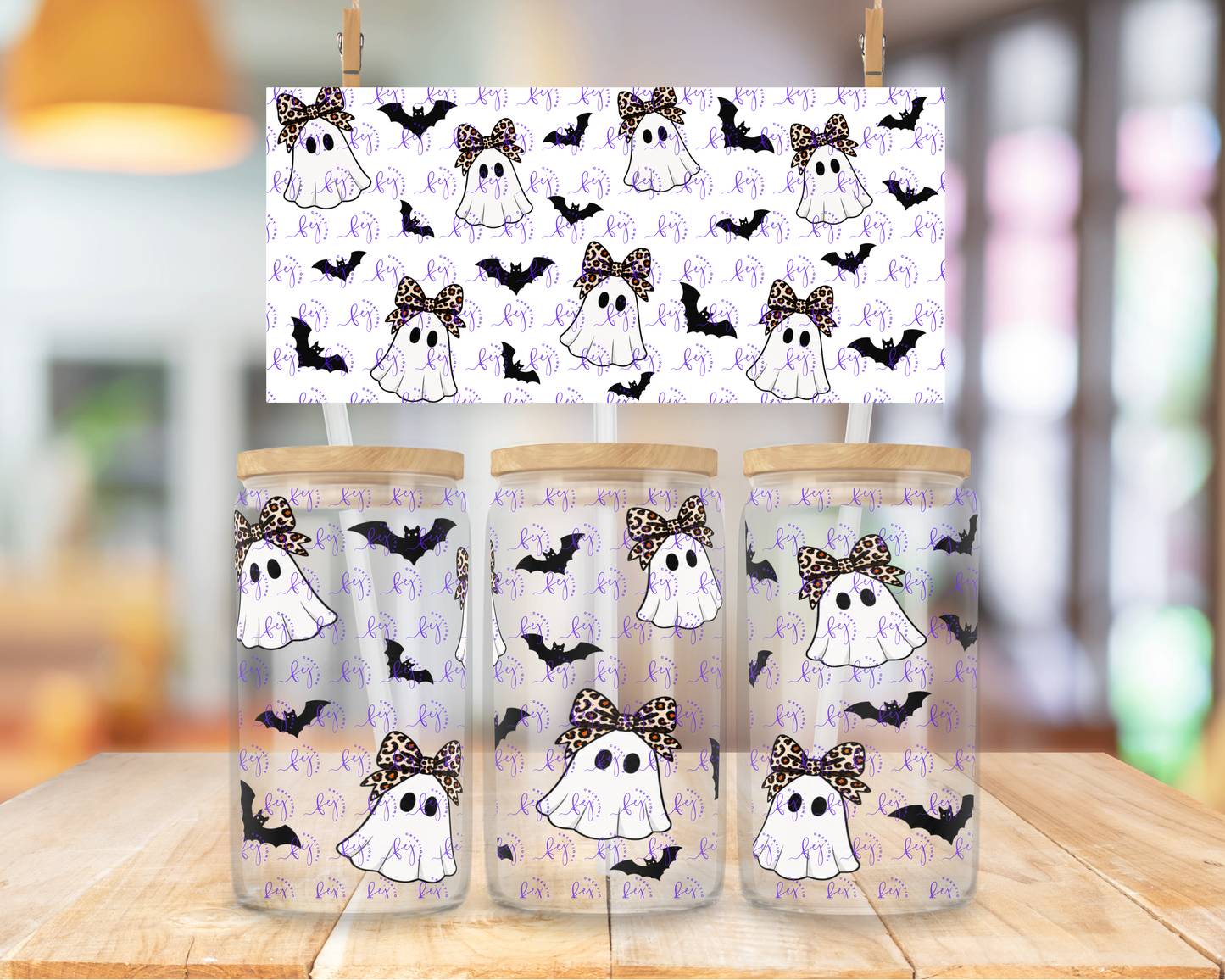 Coquette Ghost Parade - Leopard 16oz UV DTF Cup Wrap