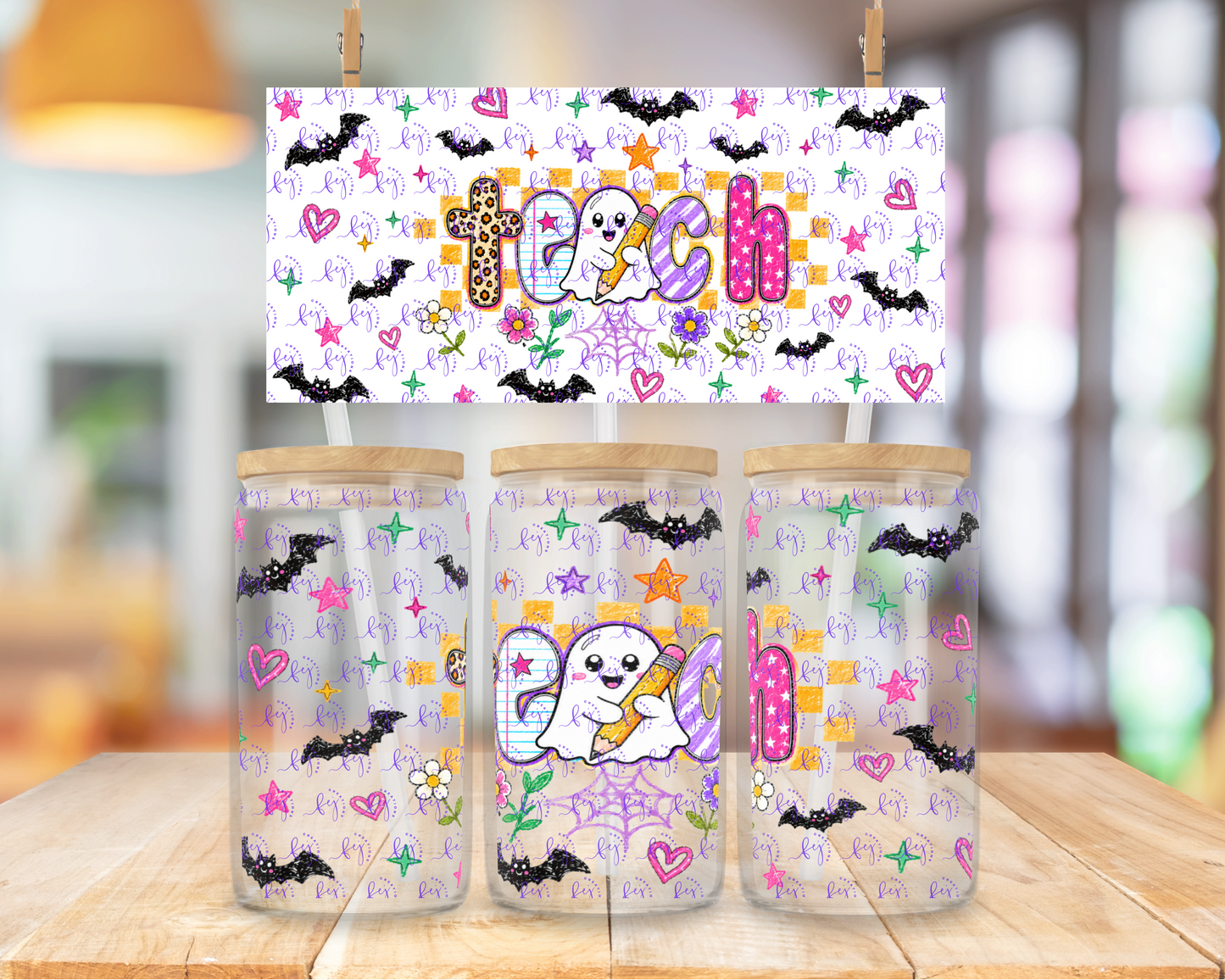 Cute Haunted Classroom 16oz UV DTF Cup Wrap