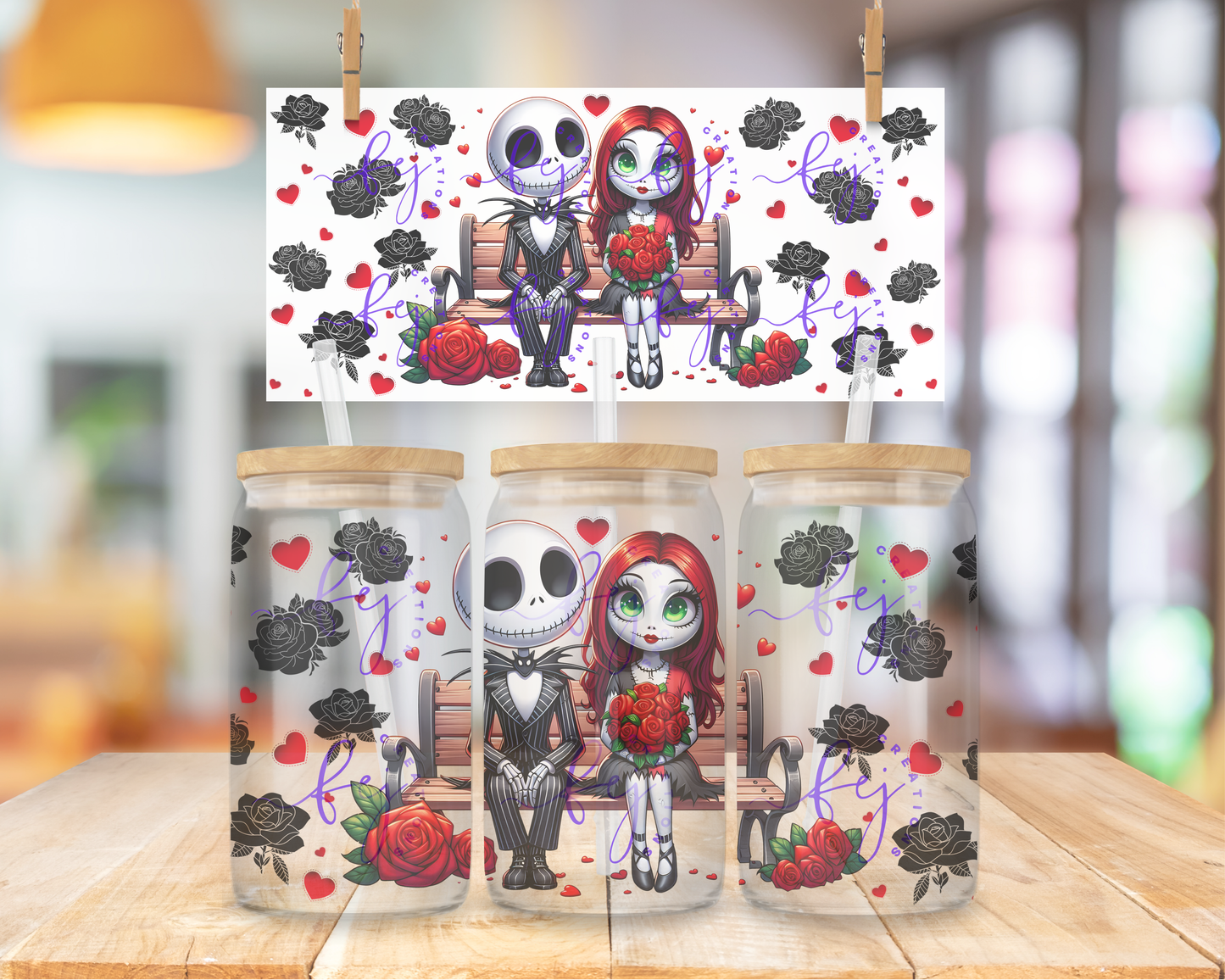 Cute Nightmare Couple 16oz UV DTF Cup Wrap