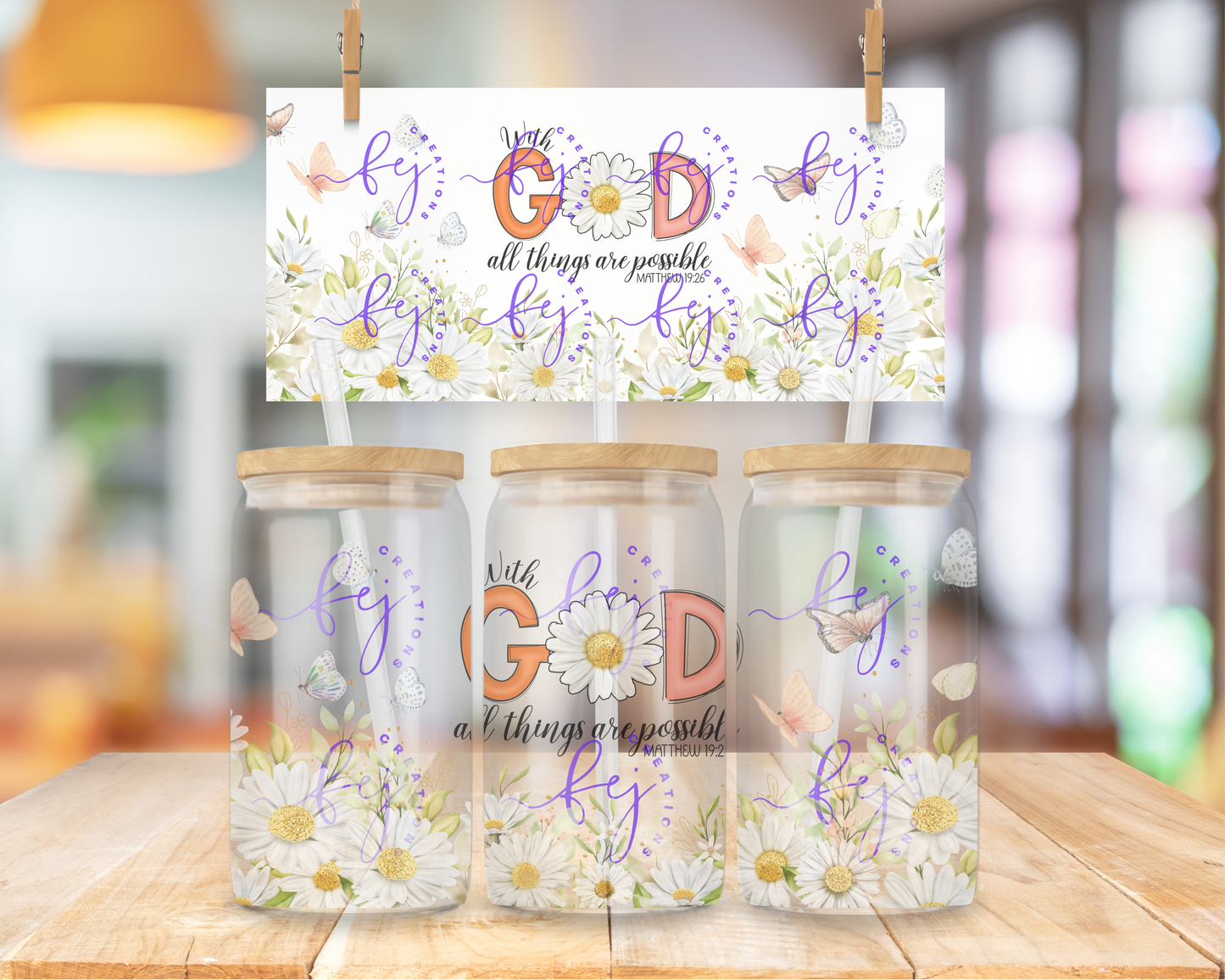 Daisy God 16oz UV DTF Cup Wrap