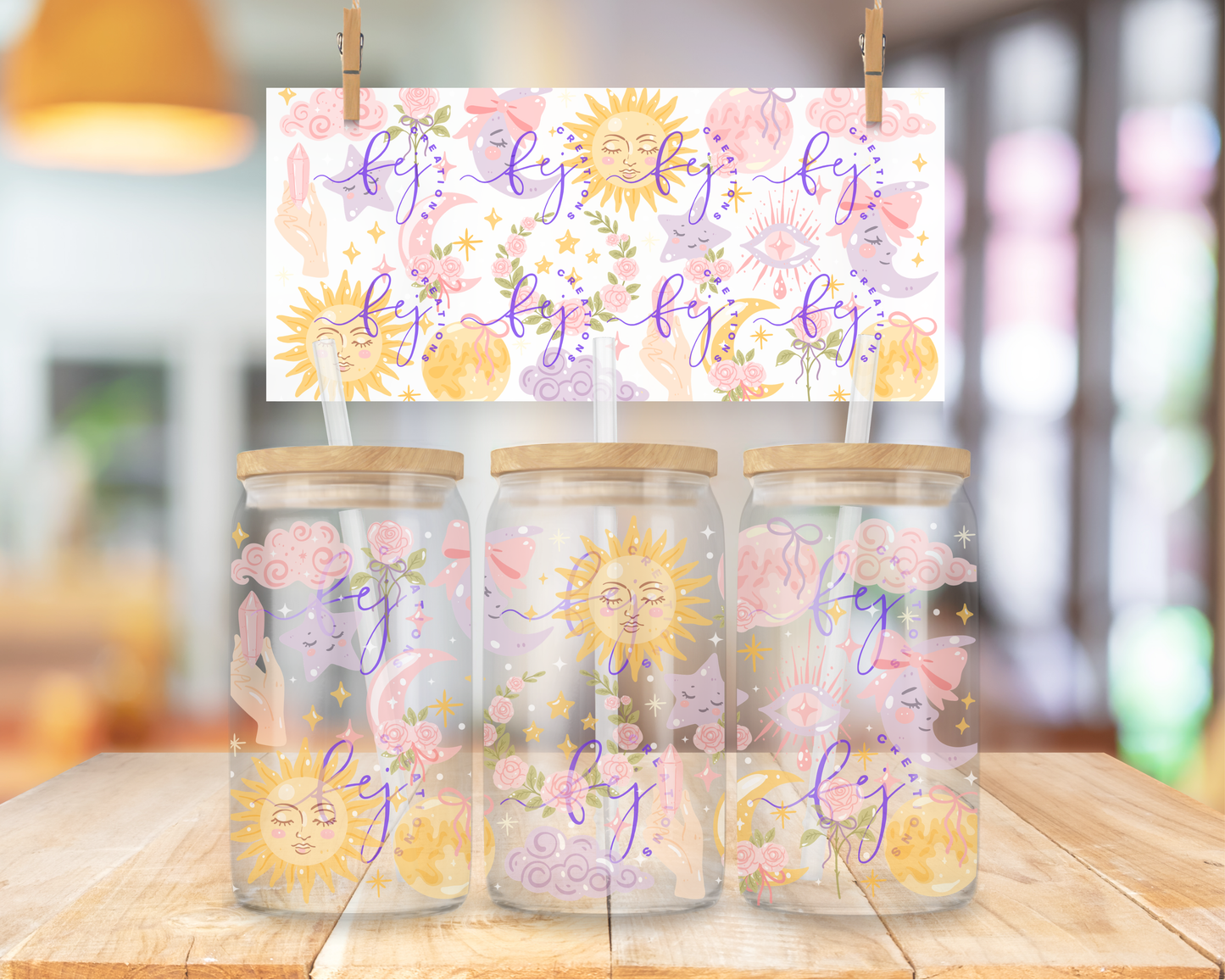Dreamy Celestial 16oz UV DTF Cup Wrap