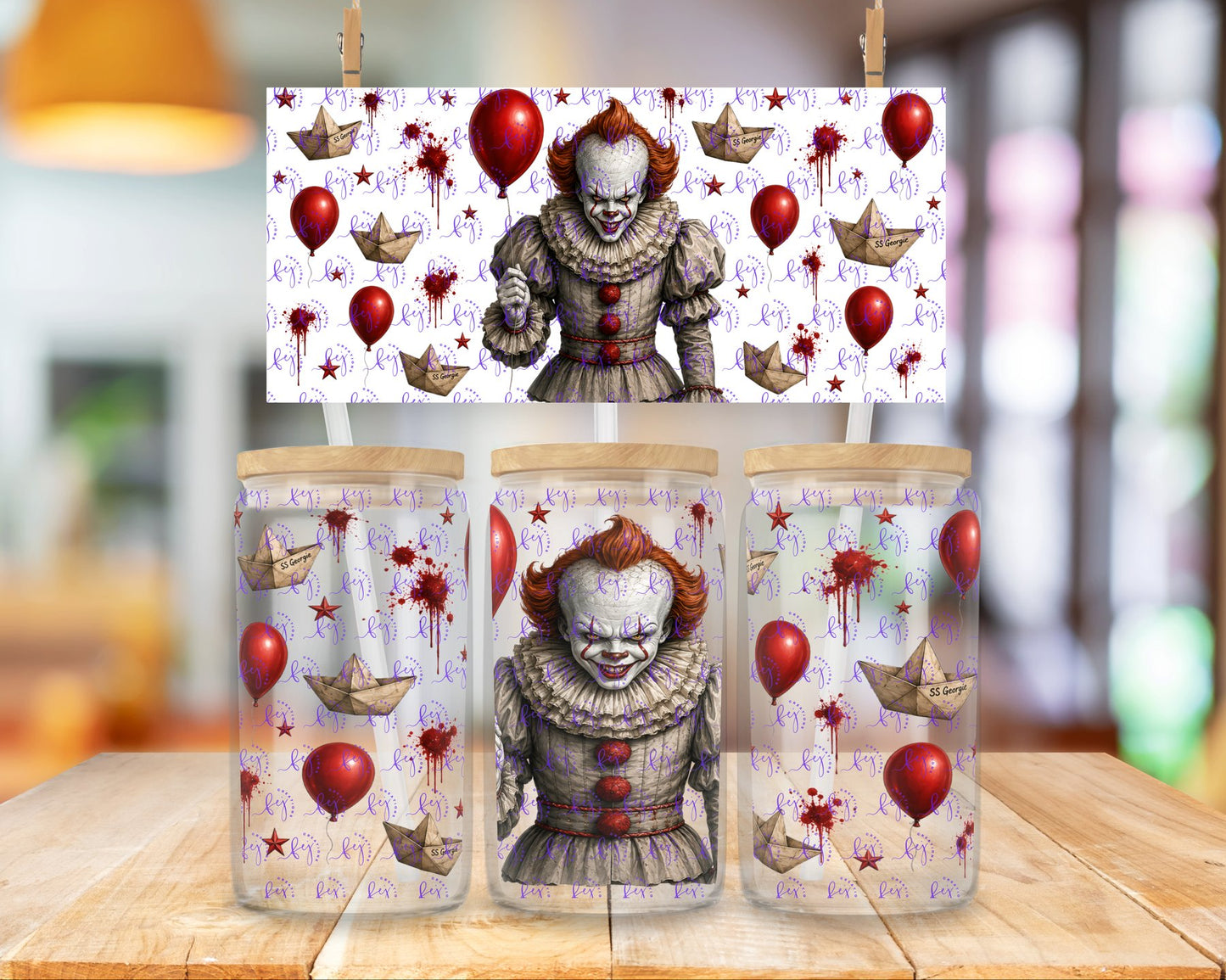 Eerie Clown Carnival 16oz UV DTF Cup Wrap