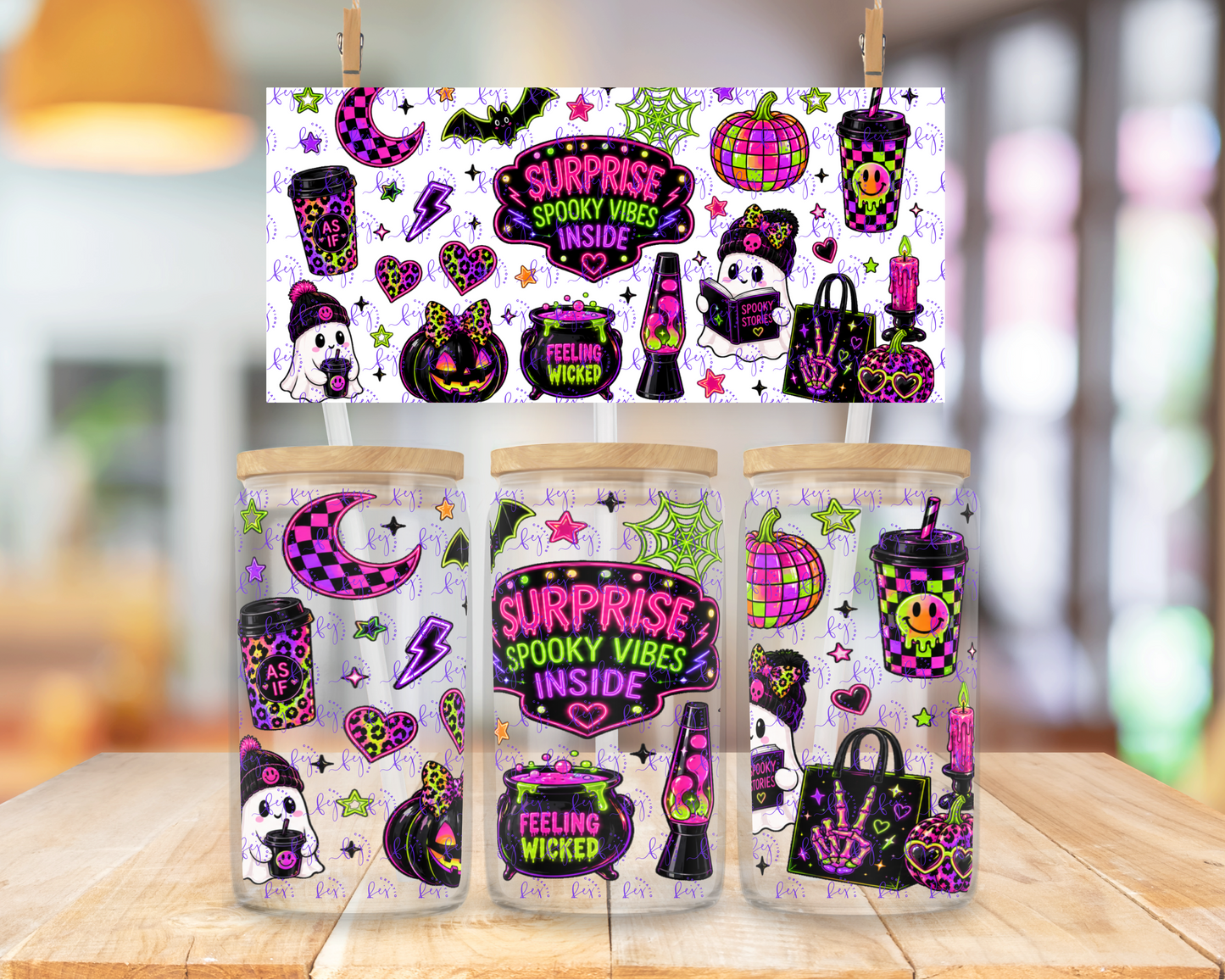 Electric Spooky Vibes 16oz UV DTF Cup Wrap