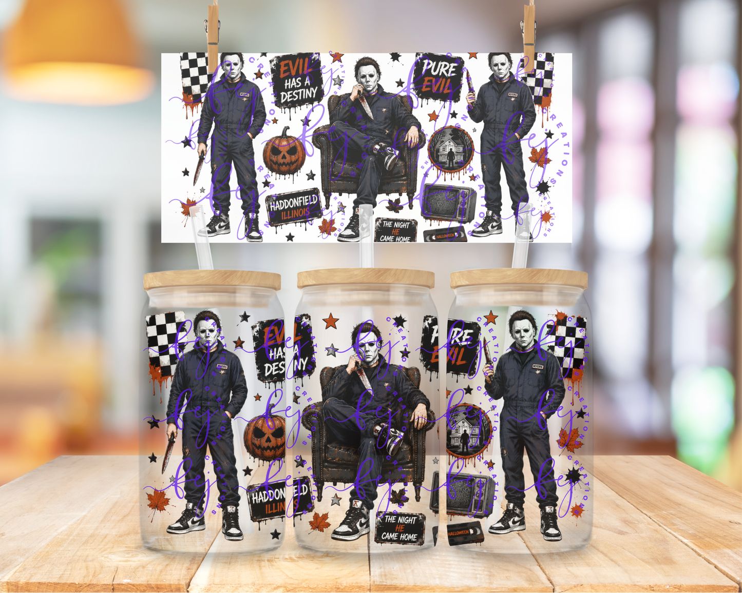 Evil Walks Again 16oz UV DTF Cup Wrap