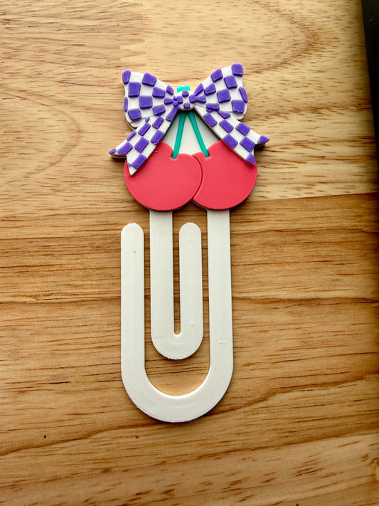 Checkered Cherry Paper Clip