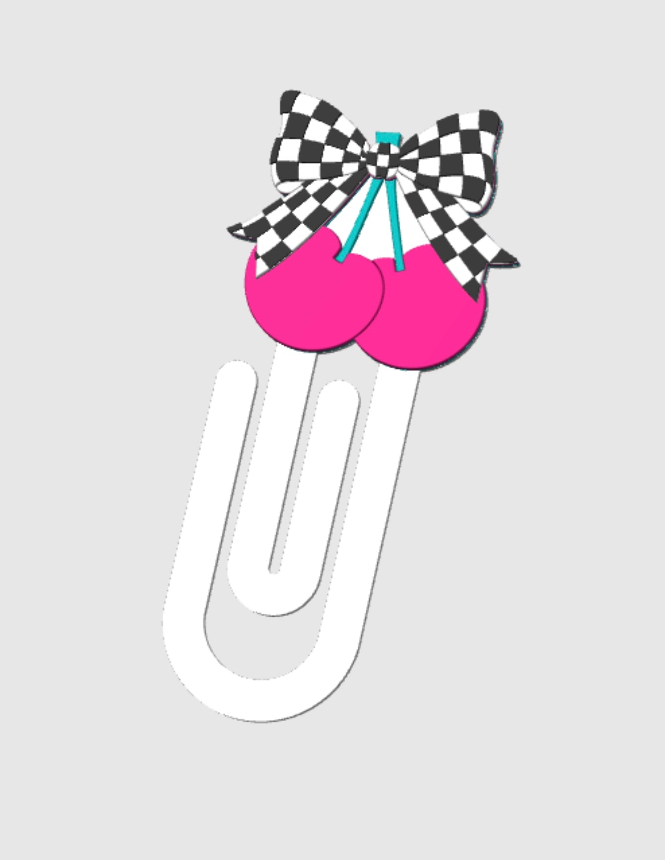 Checkered Cherry Paper Clip