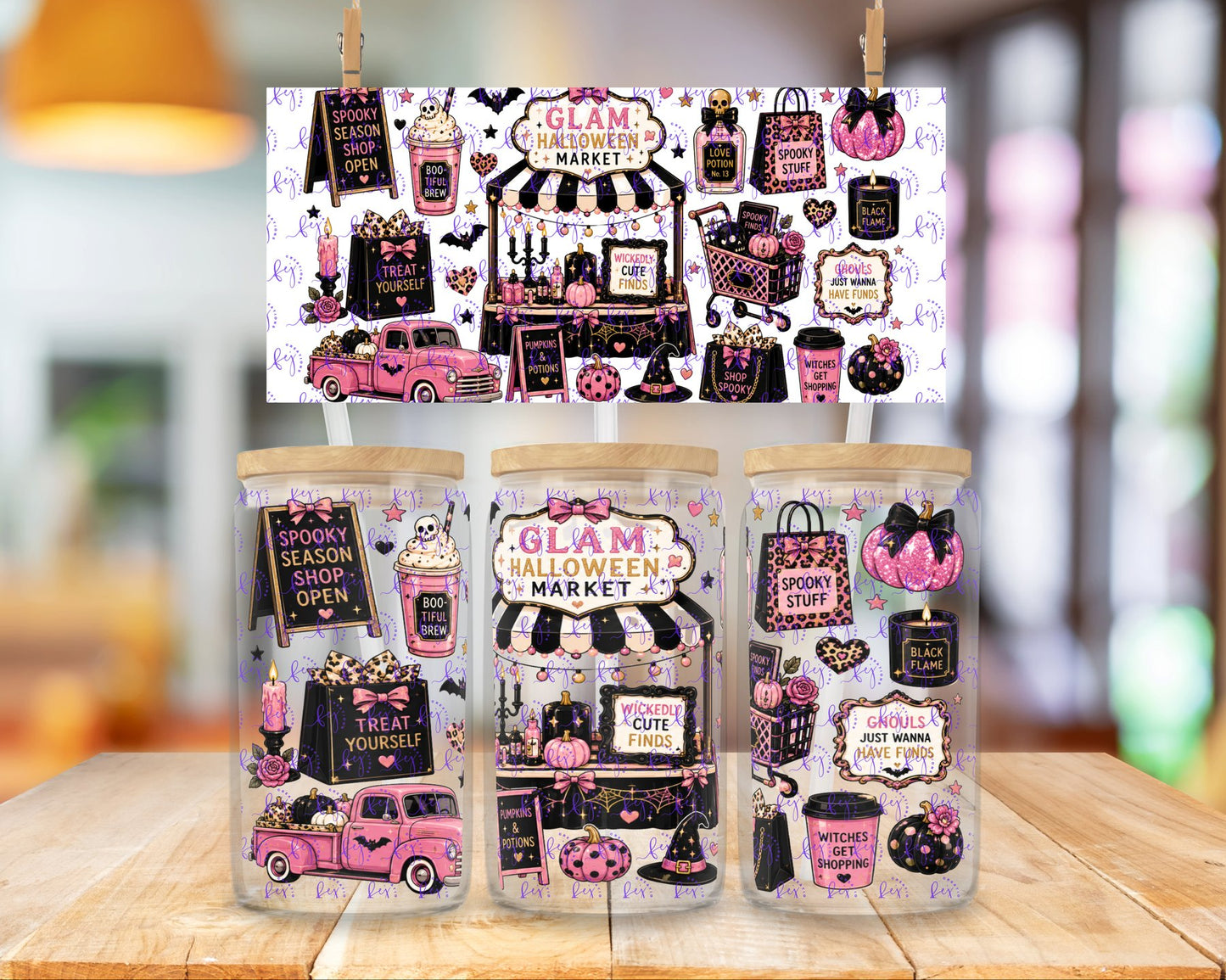 Glam Halloween Market 16oz UV DTF Cup Wrap
