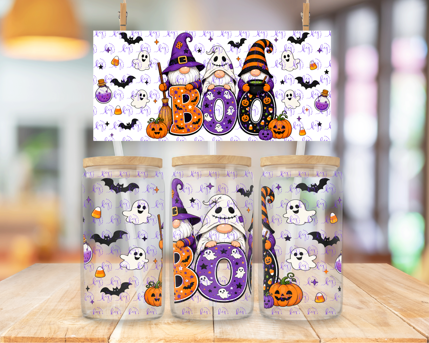 Gnome Halloween Boo 16oz UV DTF Cup Wrap