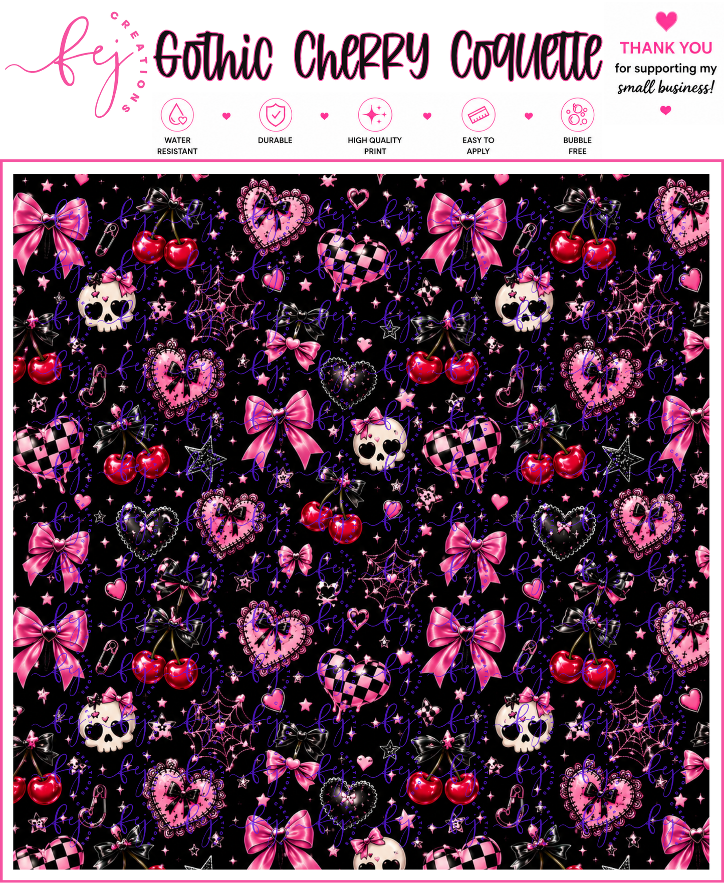 Gothic Cherry Coquette Pattern Vinyl