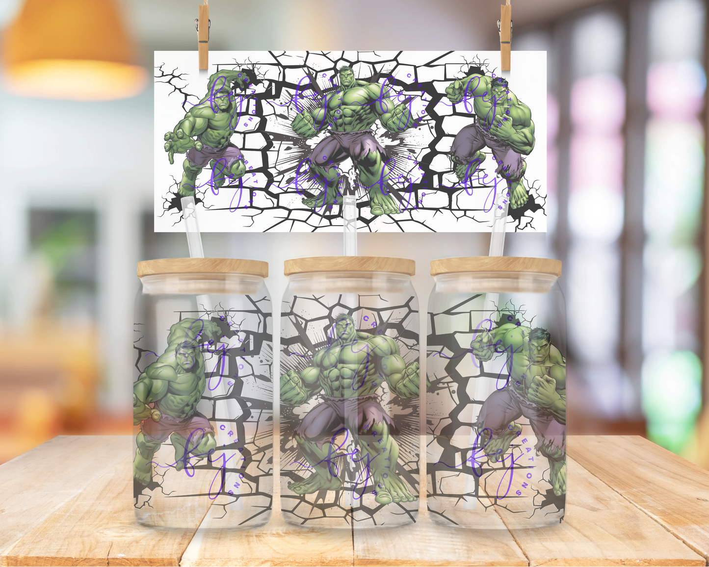 Green Hero Wall 16oz UV DTF Cup Wrap