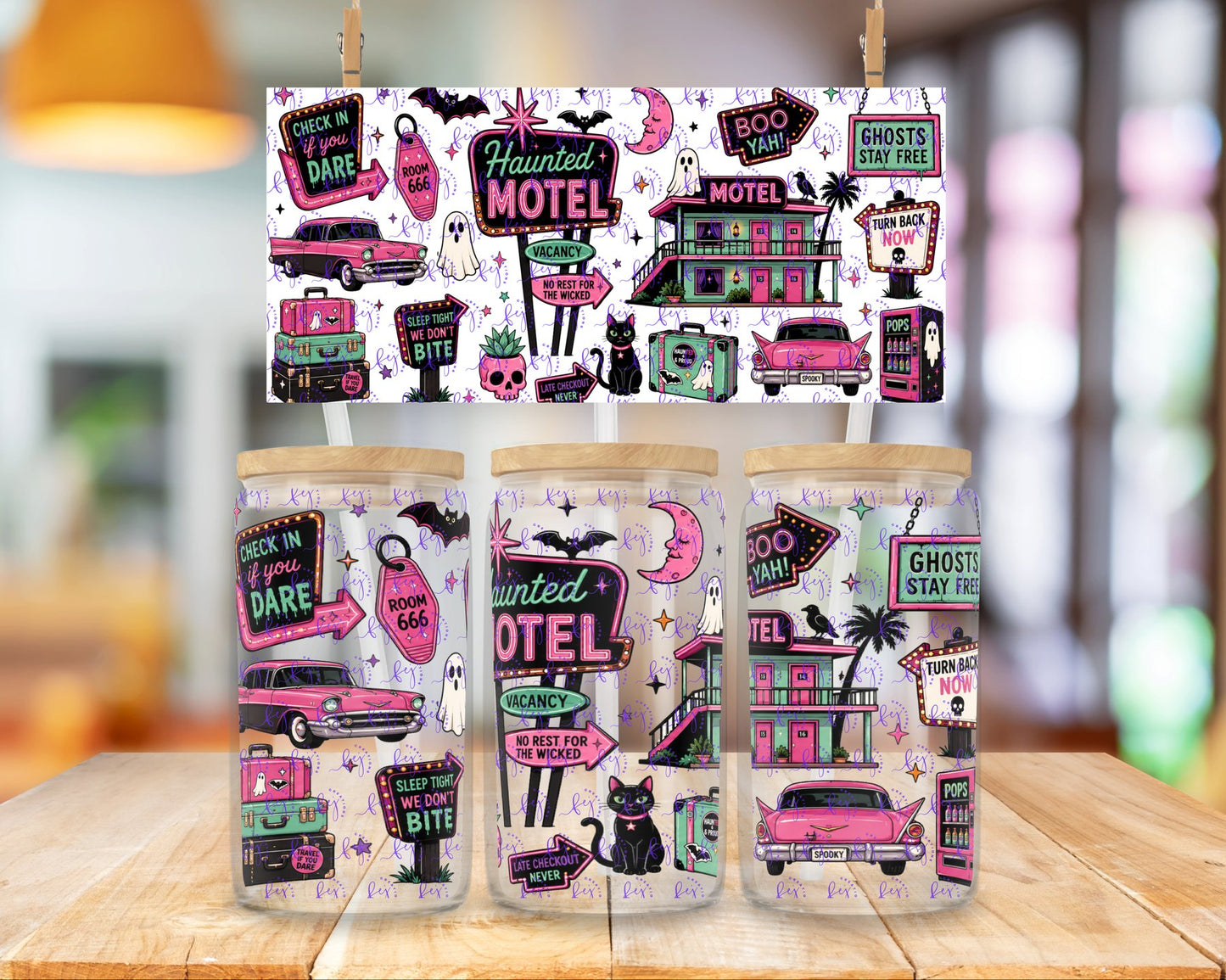 Haunted Roadside Motel 16oz UV DTF Cup Wrap