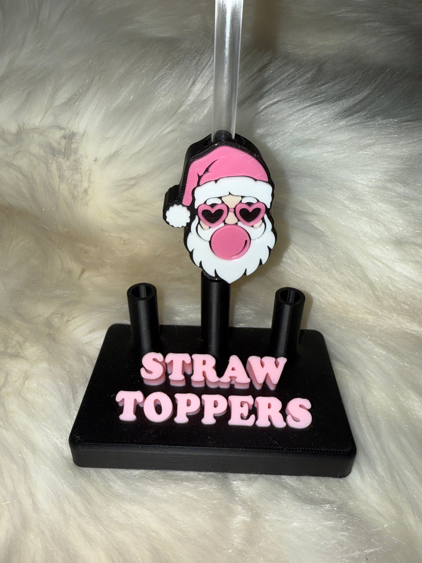 Bubble Gum Santa Straw Topper