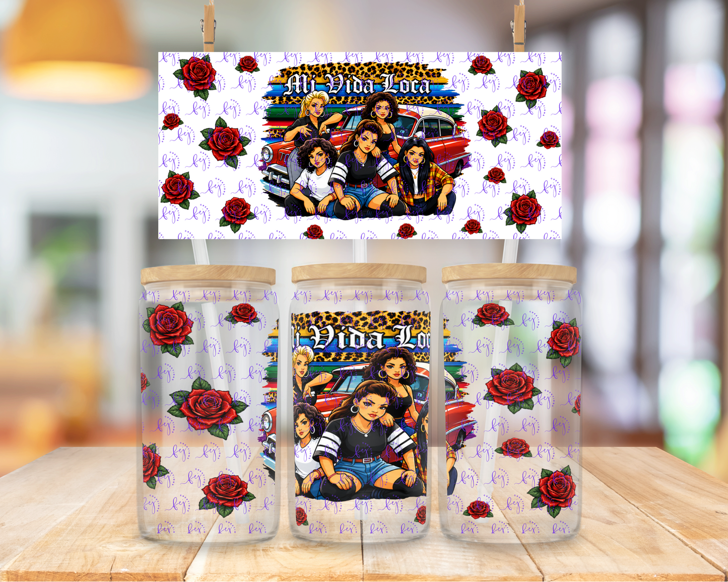 Lowrider Rose Locas 16oz UV DTF Cup Wrap