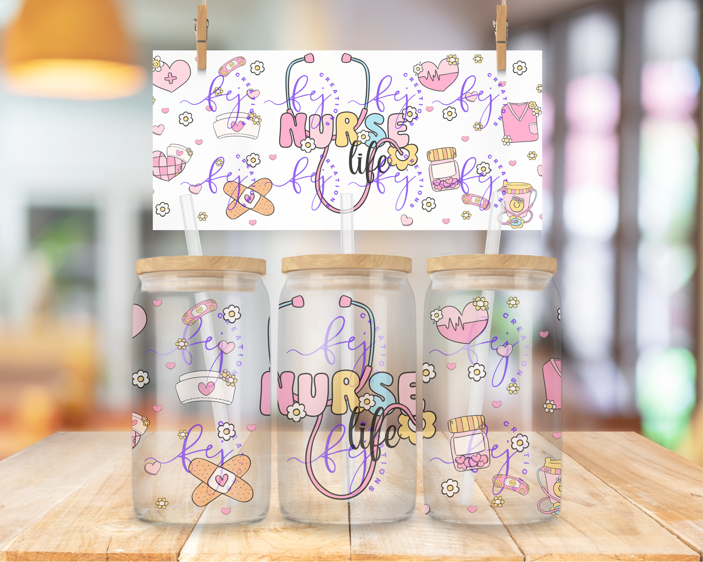 Nurse Life 16oz UV DTF Cup Wrap