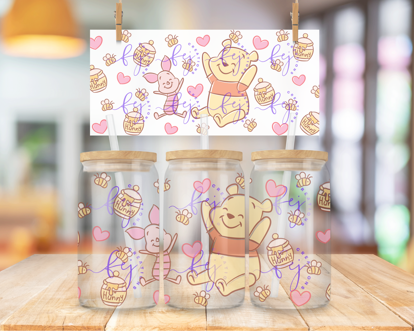 Piggy Bear Friendship Buzz 16oz UV DTF Cup Wrap