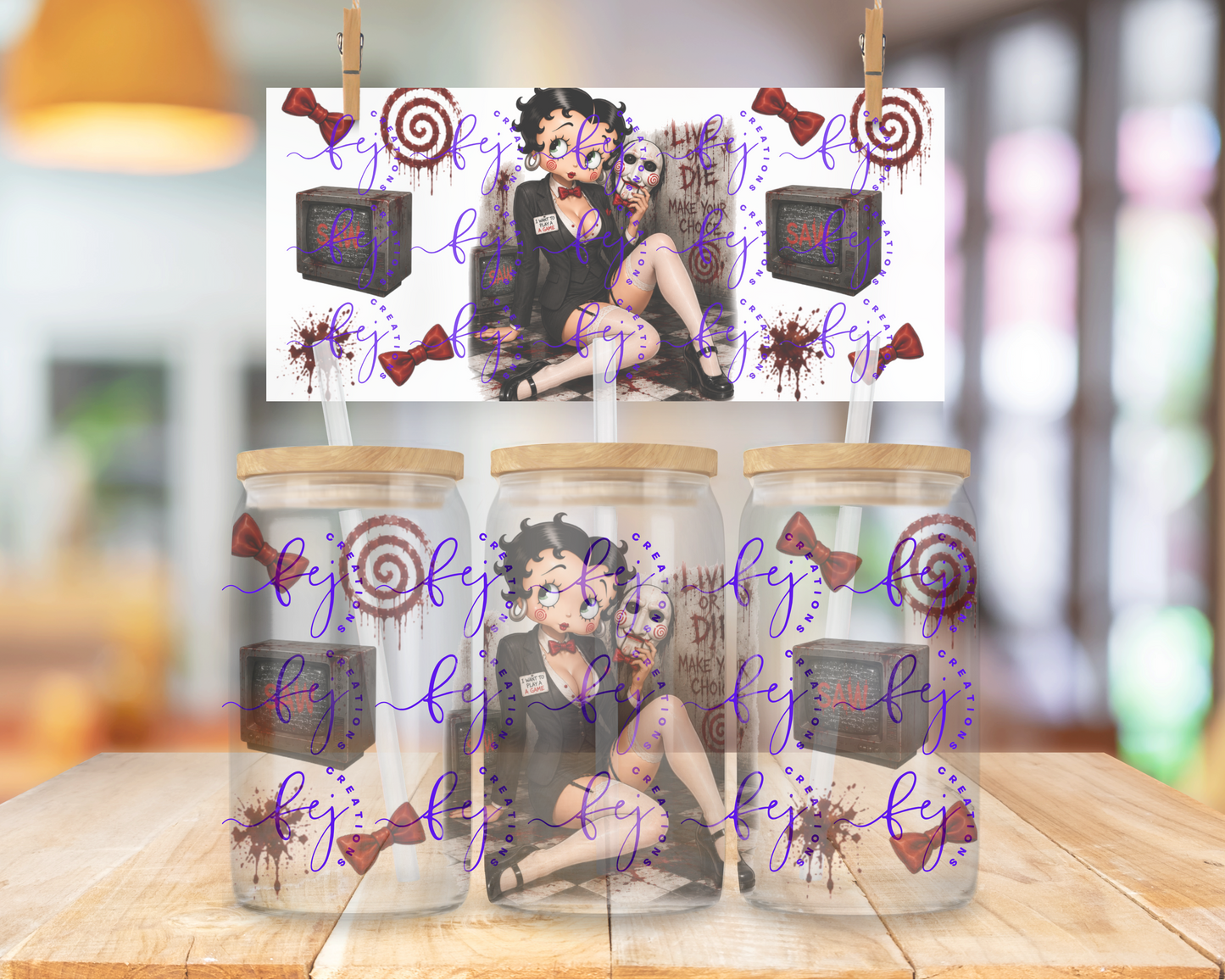 Puzzle Piece Pin Up 16oz UV DTF Cup Wrap