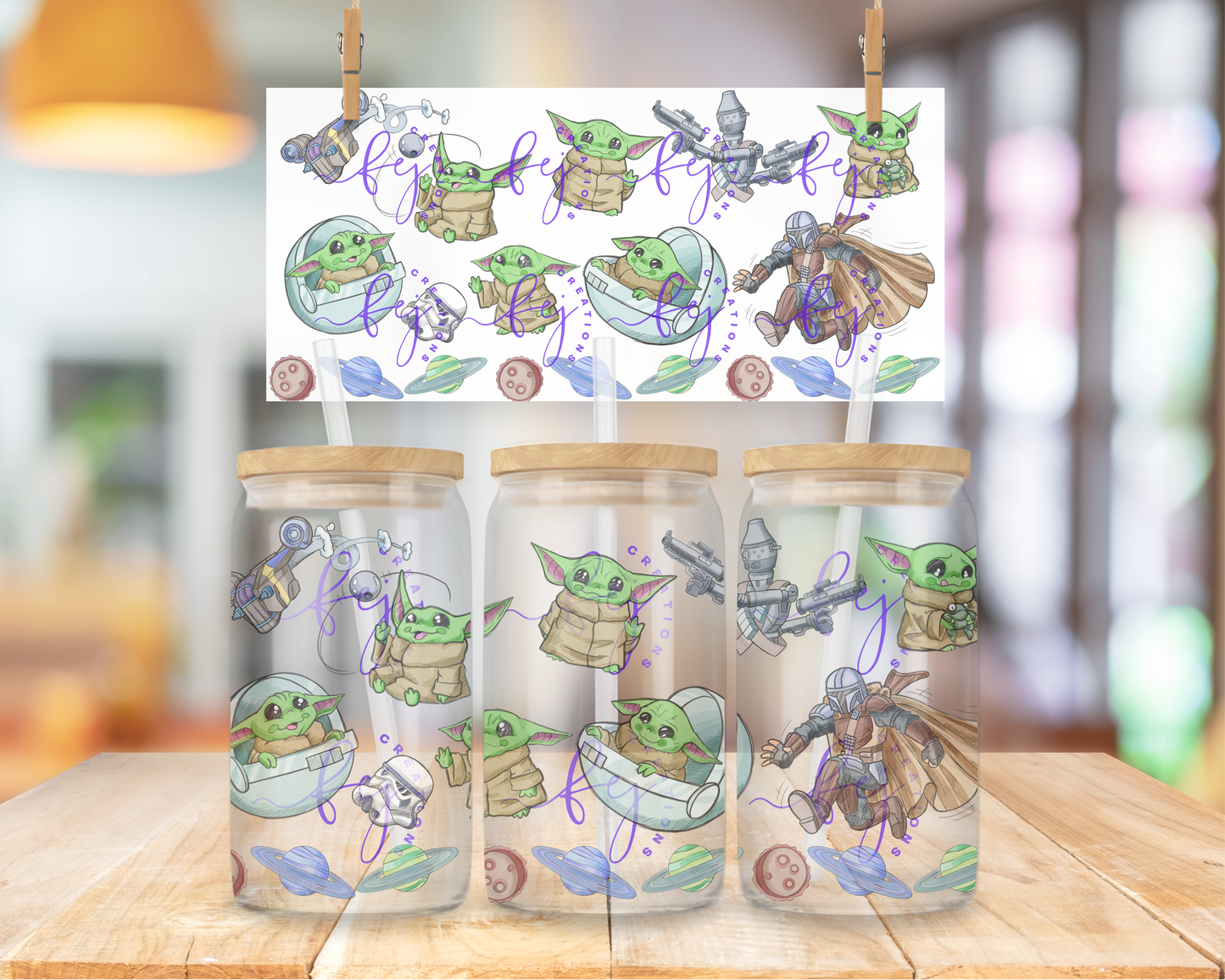 Space Baby Alien 16oz UV DTF Cup Wrap