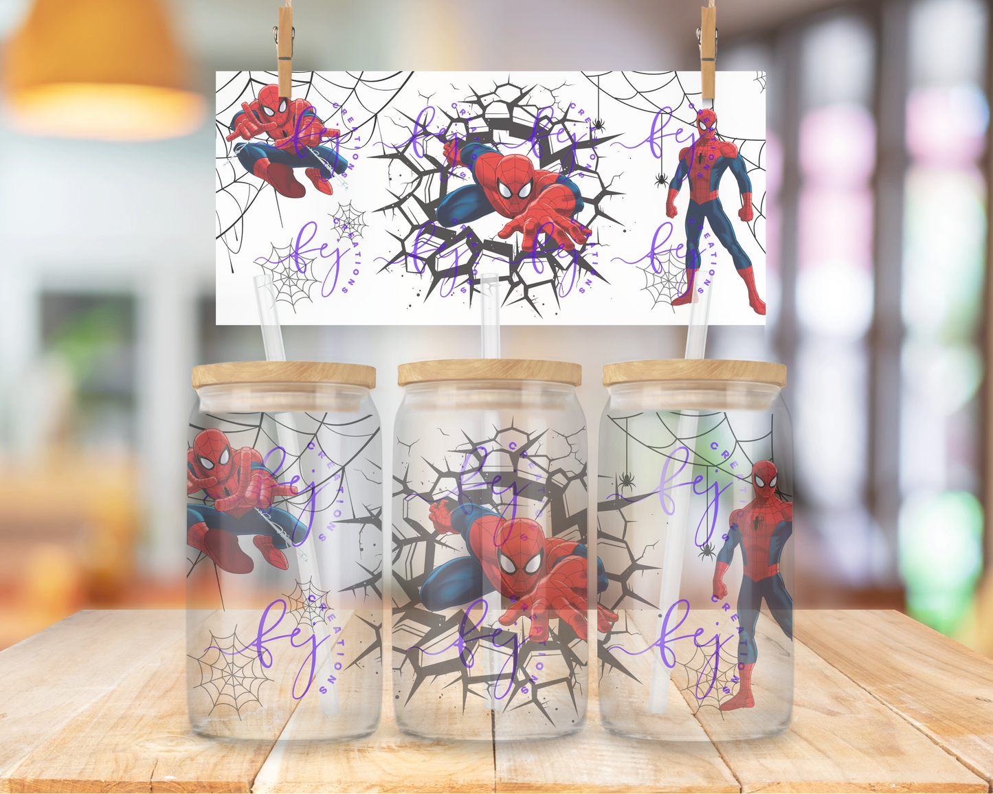 Spider Hero Wall 16oz UV DTF Cup Wrap