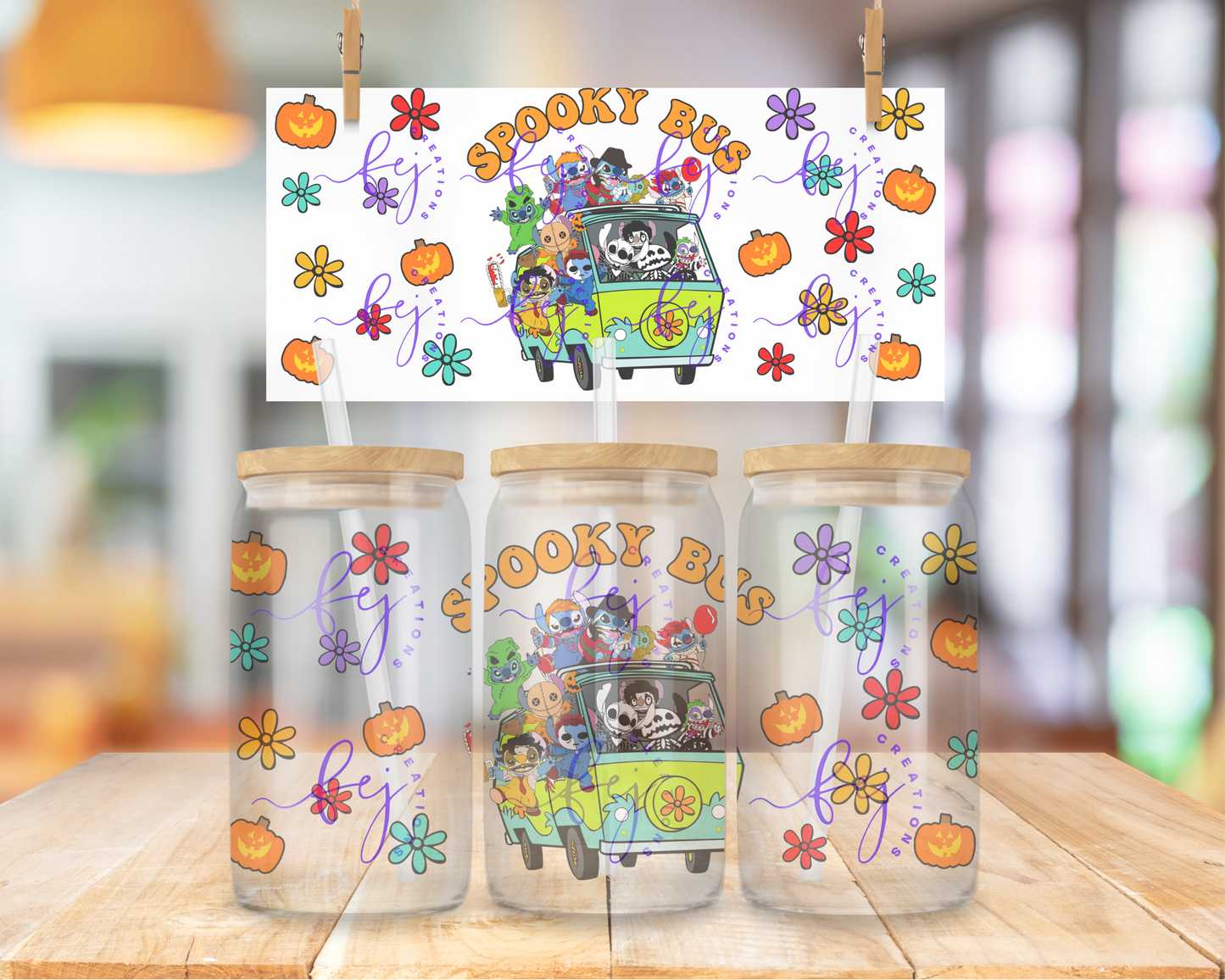 Spooky Bus 16oz UV DTF Cup Wrap