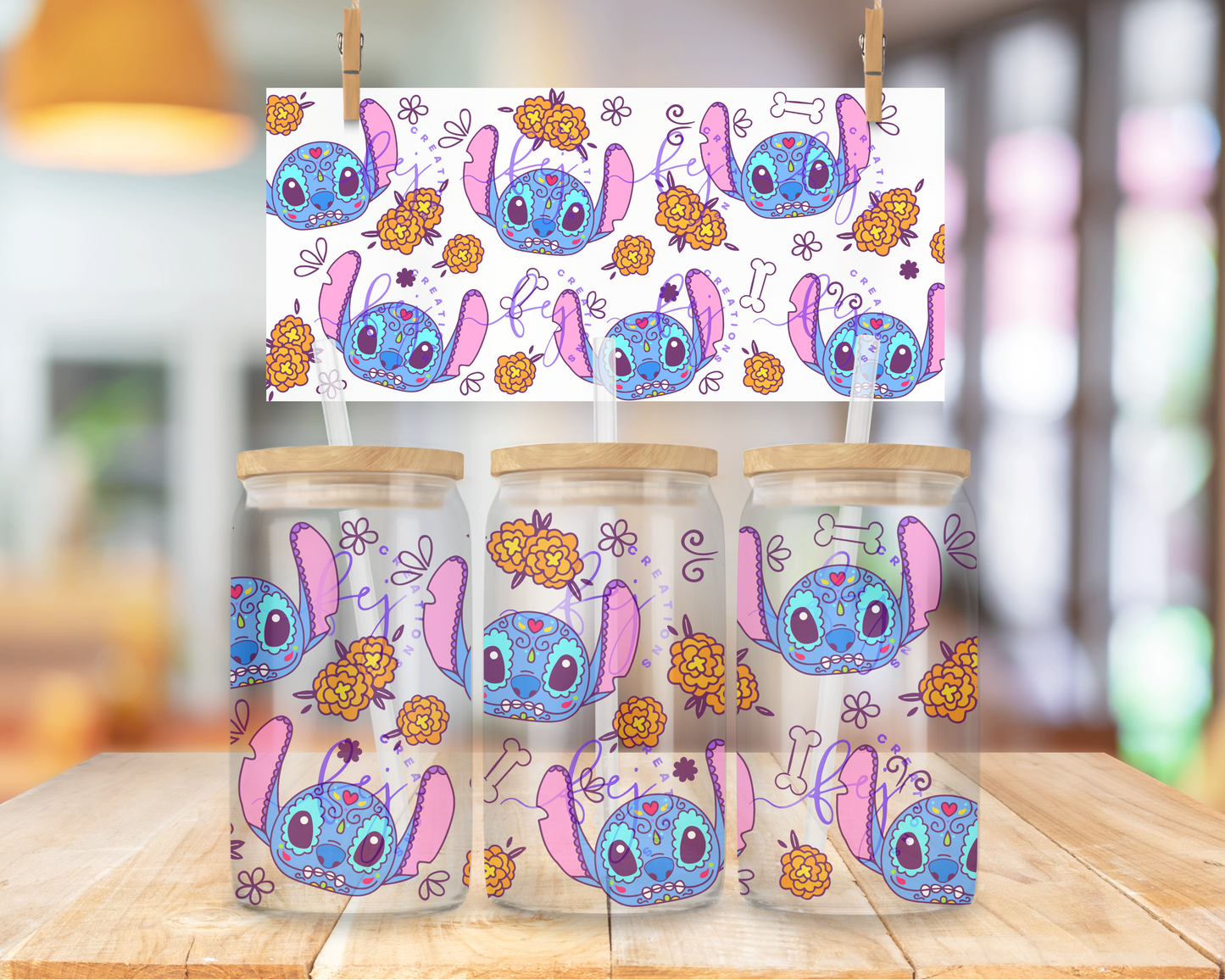 Sugar Skull Ohana 16oz UV DTF Cup Wrap