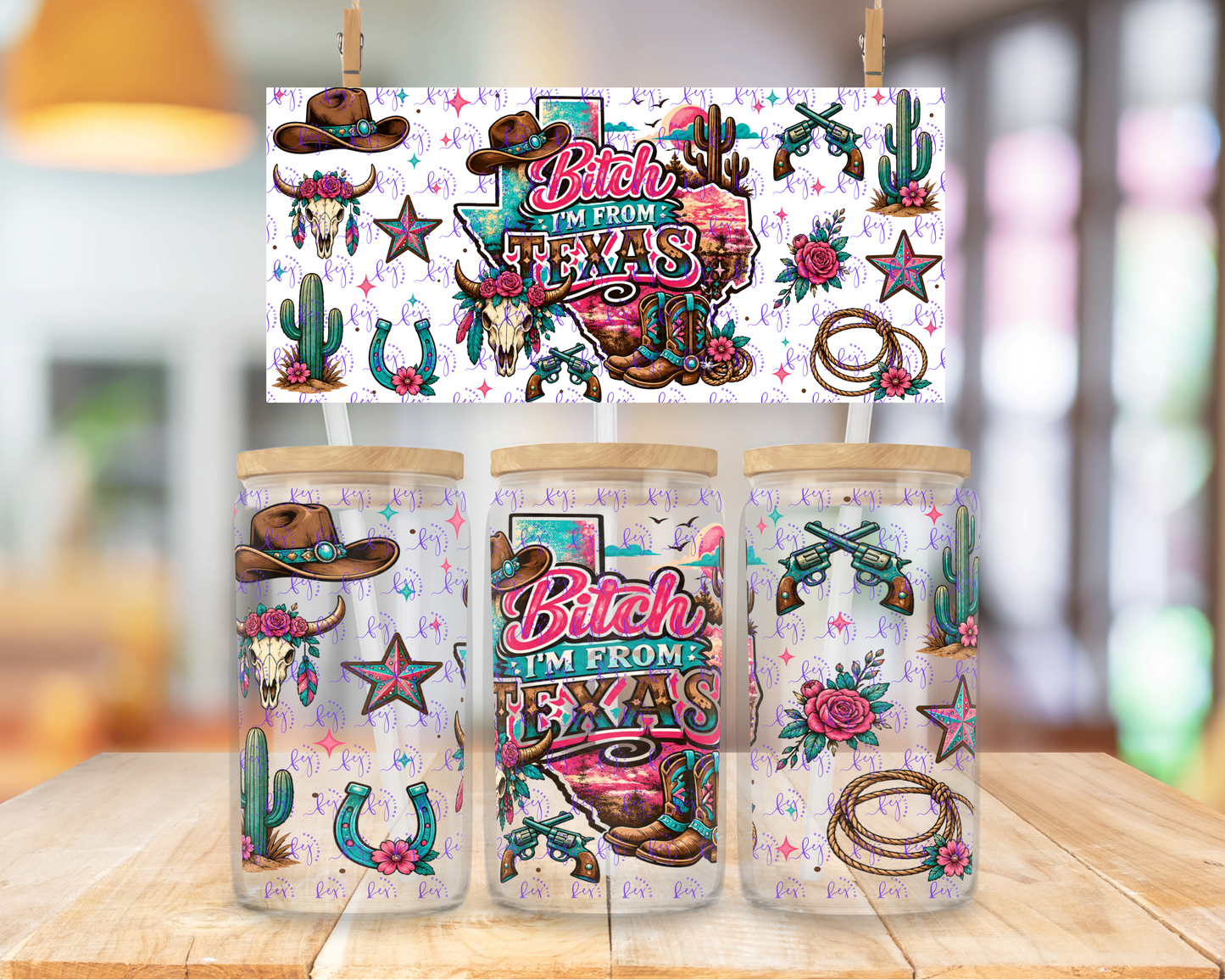 Texas Attitude 16oz UV DTF Cup Wrap