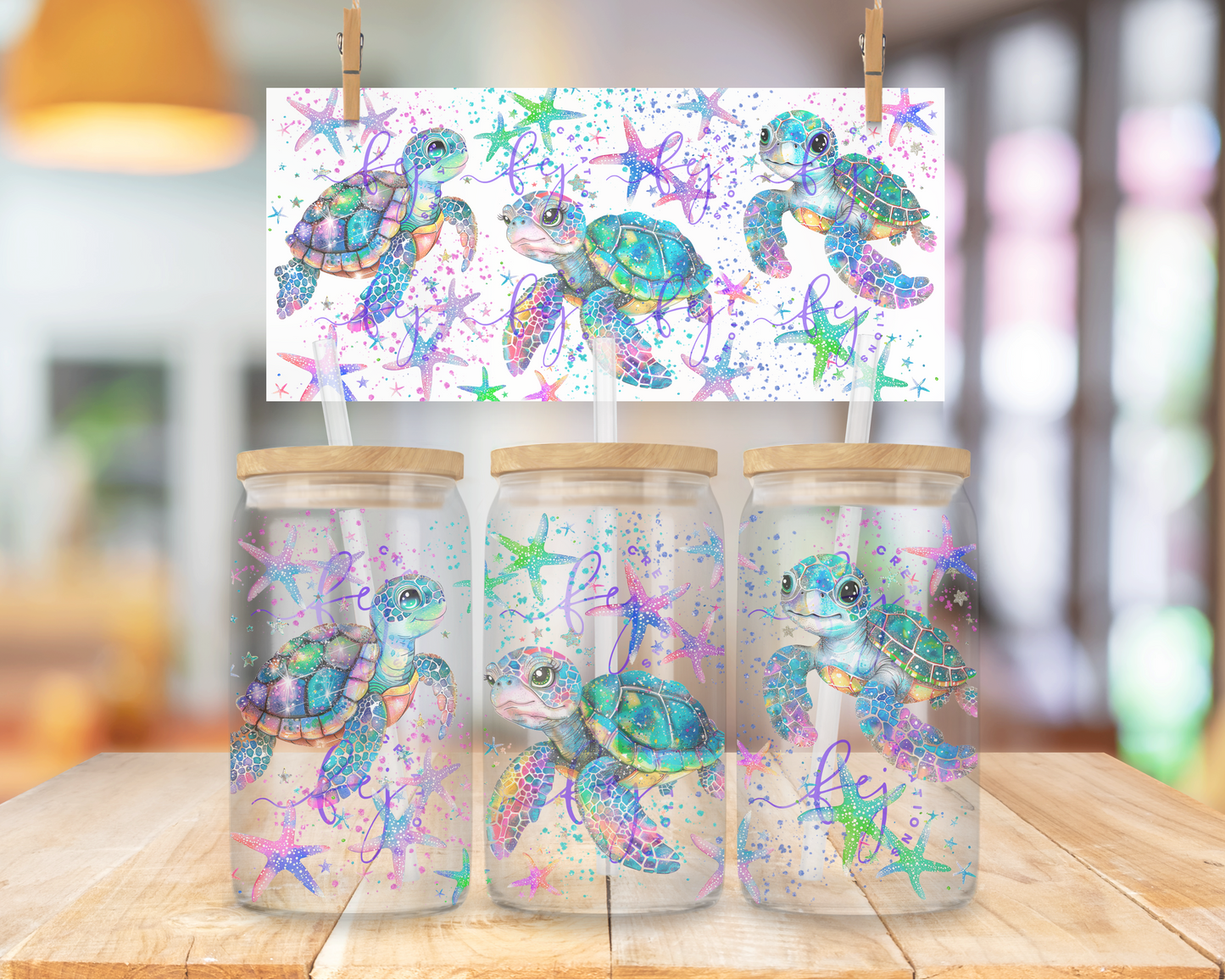 Turtle Cove Twilight 16oz UV DTF Cup Wrap