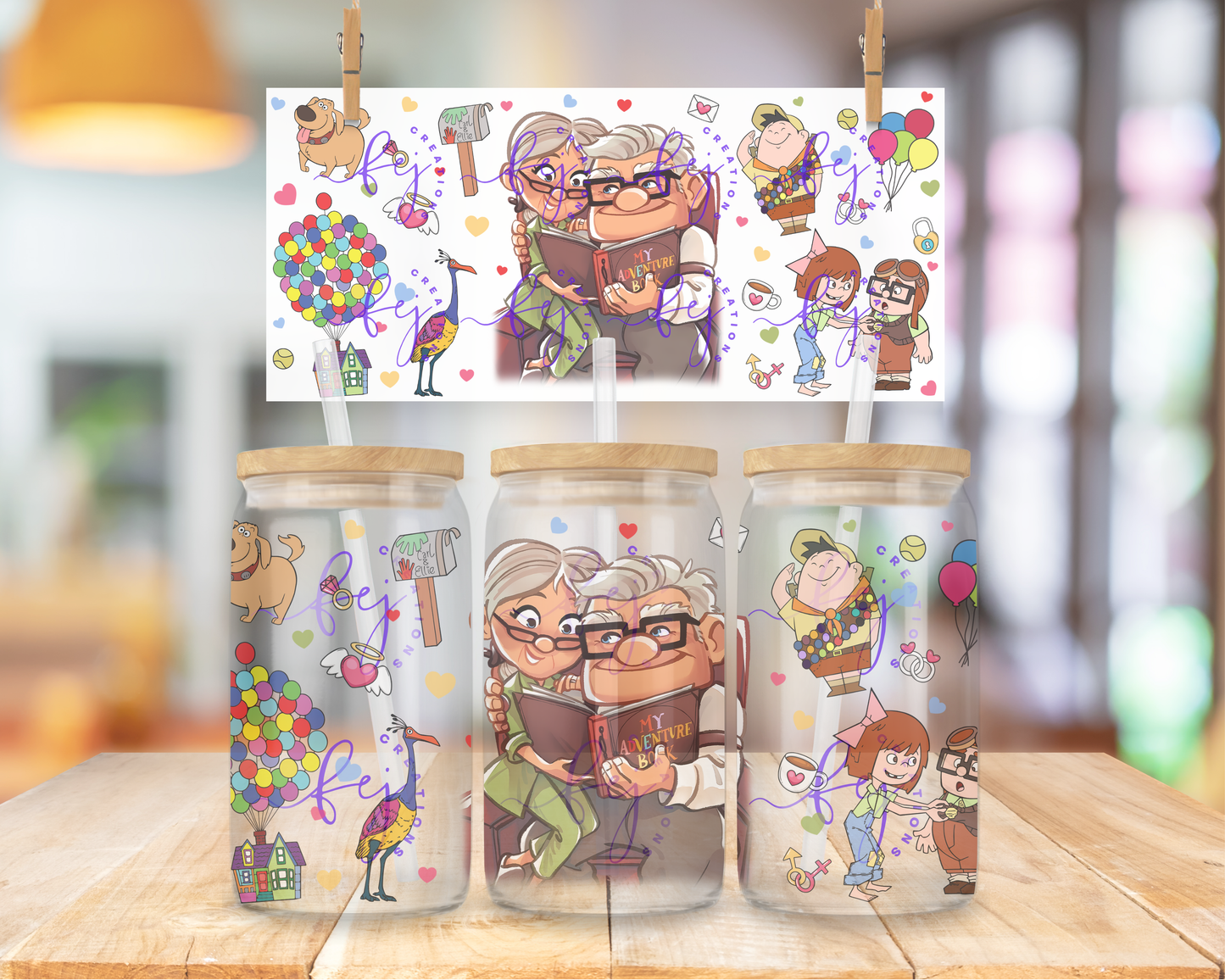 Balloon House Couple 16oz UV DTF Cup Wrap