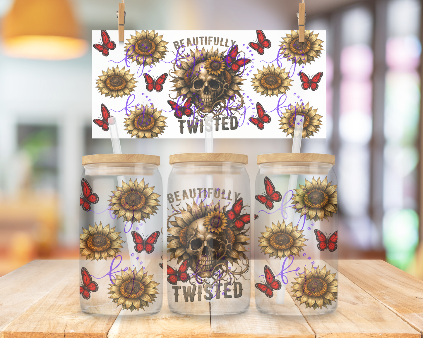 Beautifully Twisted 16oz UV DTF Cup Wrap