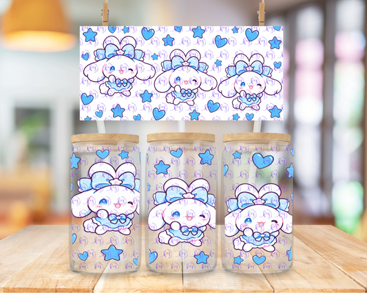 Blue Bow Bunny Dreams 16oz UV DTF Cup Wrap