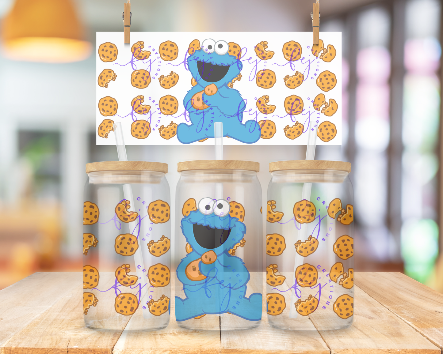 Blue Cookie Guy 16oz UV DTF Cup Wrap