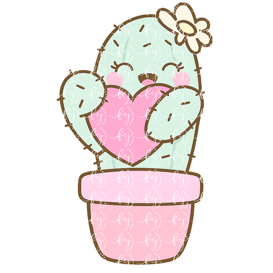 Blush Bloom Cactus UV DTF Decal
