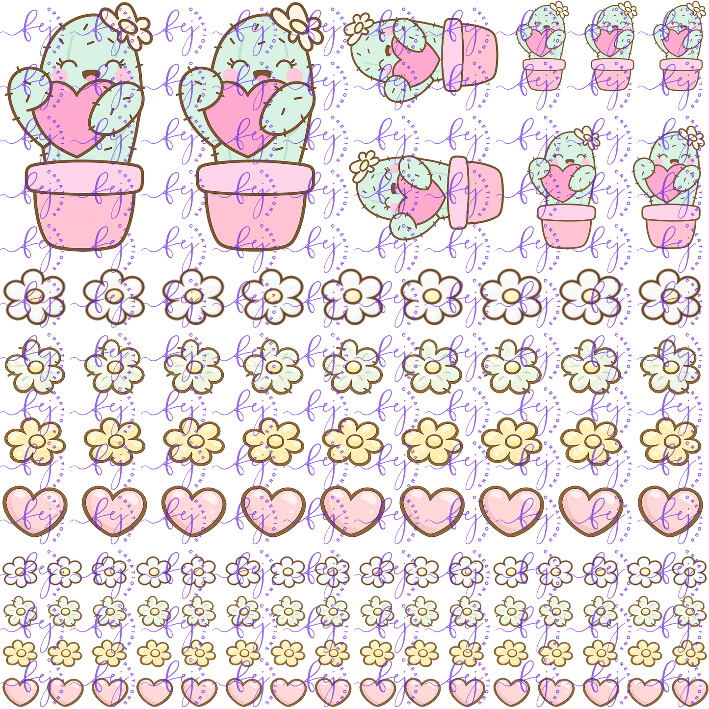 Blush Bloom Cactus UV DTF SHEET
