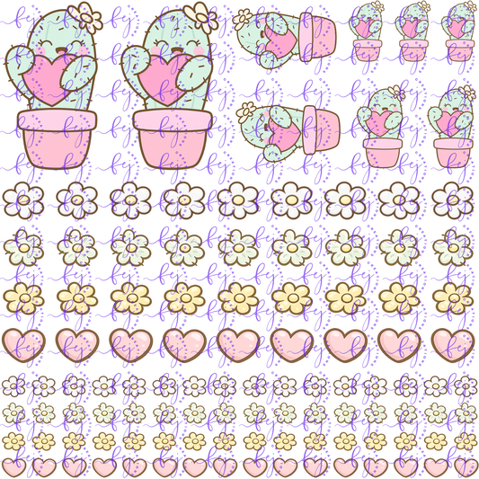 Blush Bloom Cactus UV DTF SHEET