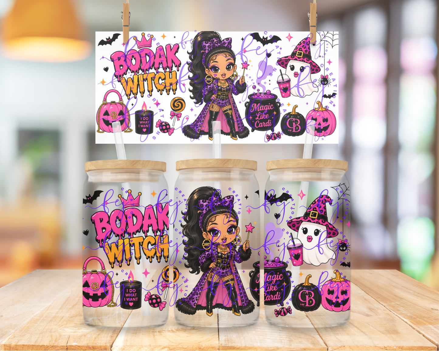 Bodak Witch 16oz UV DTF Cup Wrap