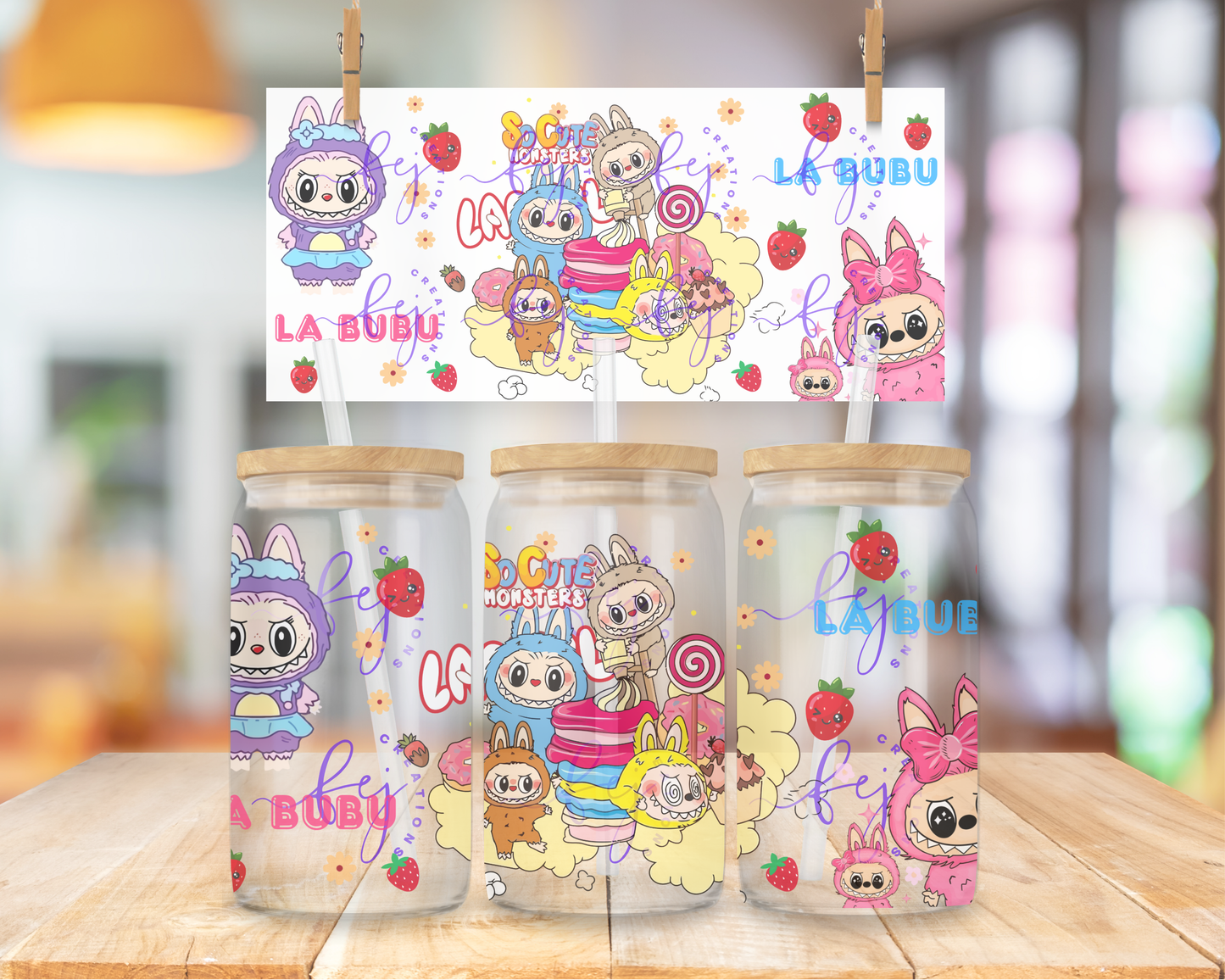 Bubu Macaroon 16oz UV DTF Cup Wrap