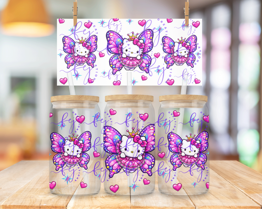 Butterfly Dream Kitty 16oz UV DTF Cup Wrap