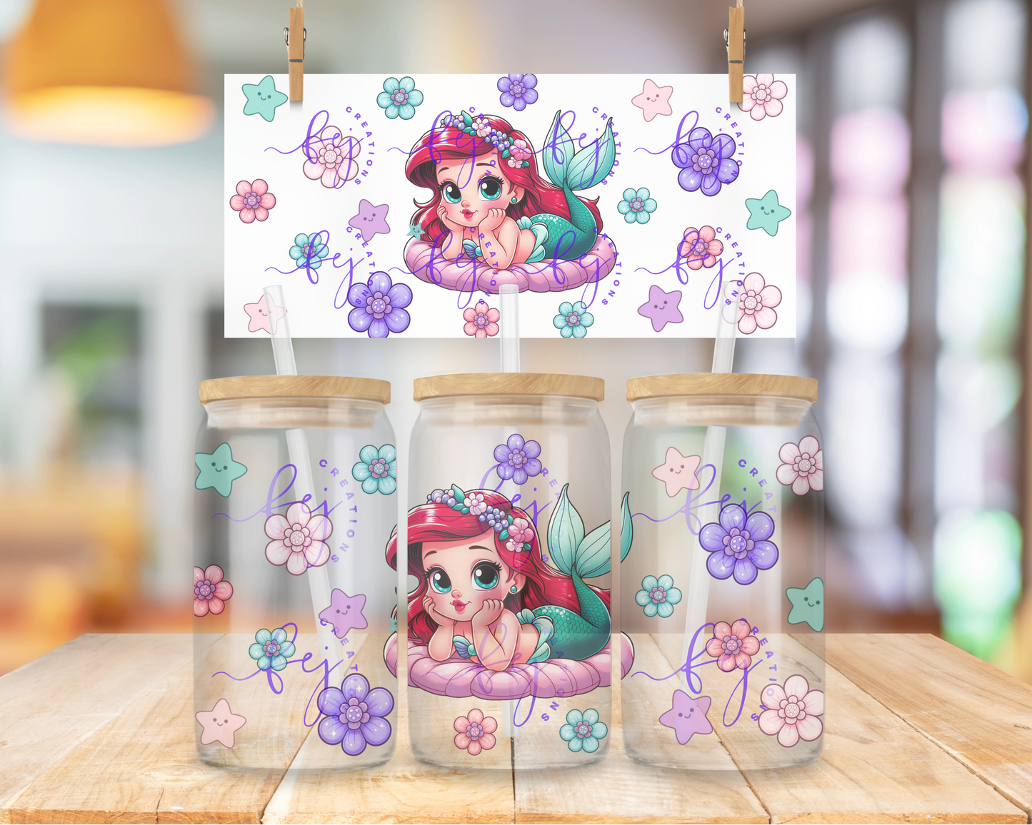 Chibi Mermaid 16oz UV DTF Cup Wrap