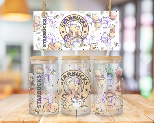 Coffee Bear 16oz UV DTF Cup Wrap