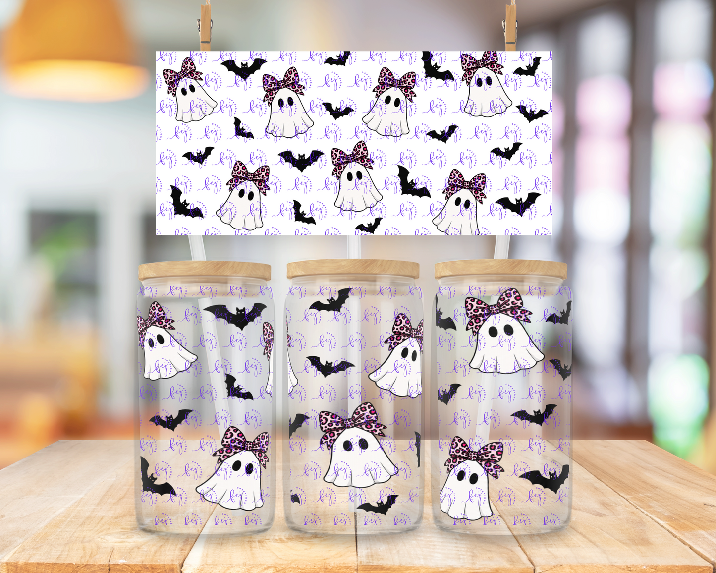 Coquette Ghost Parade - Pink 16oz UV DTF Cup Wrap