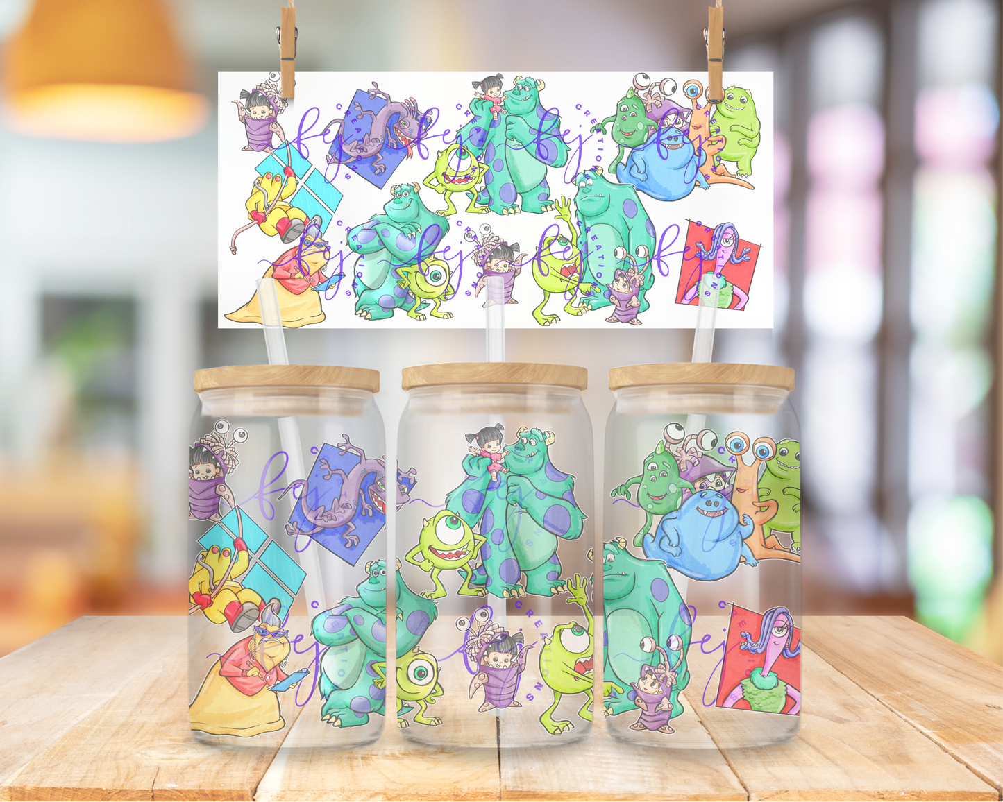 Cute Monster University 16oz UV DTF Cup Wrap